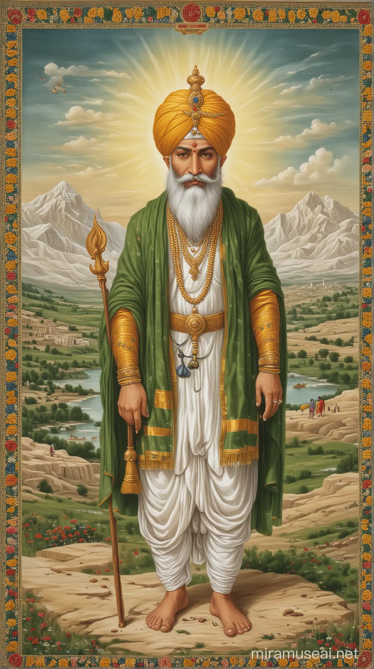 Guru Teg Bahadur Portrait of a Sikh Saint in Spiritual Contemplation