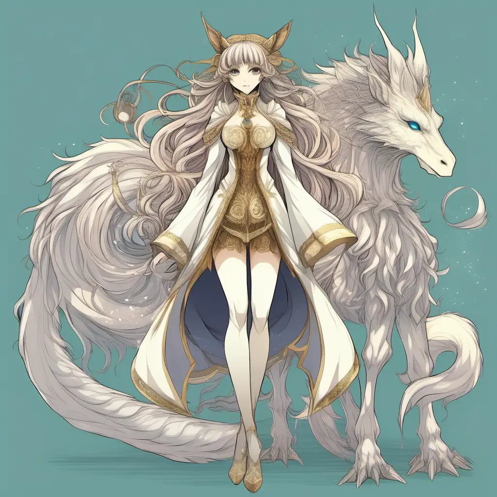 in anime style, a full body head to toe image of a magical beautiful mythical creatures never seen before, original character designs