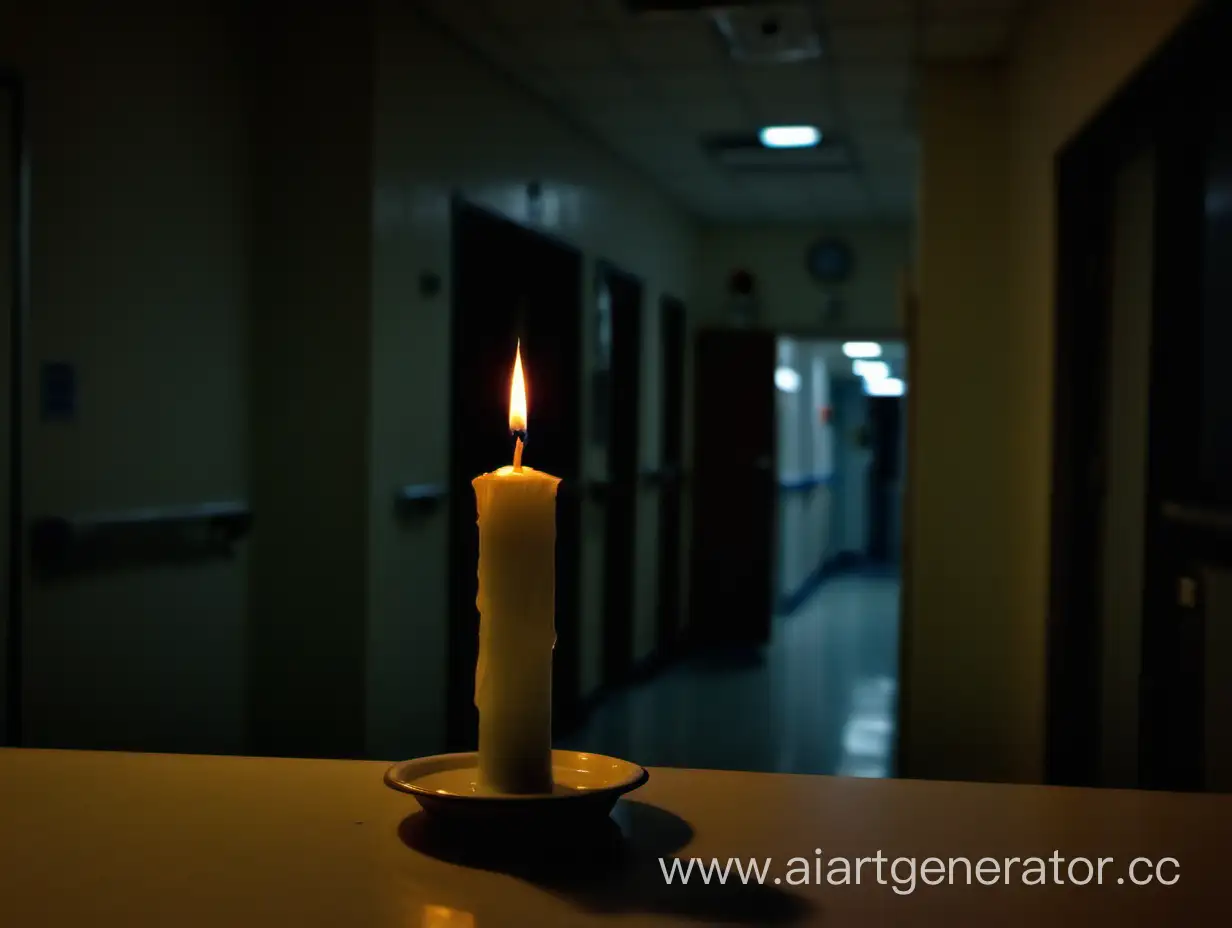 одинокая свеча на фоне больничной палаты в темноте