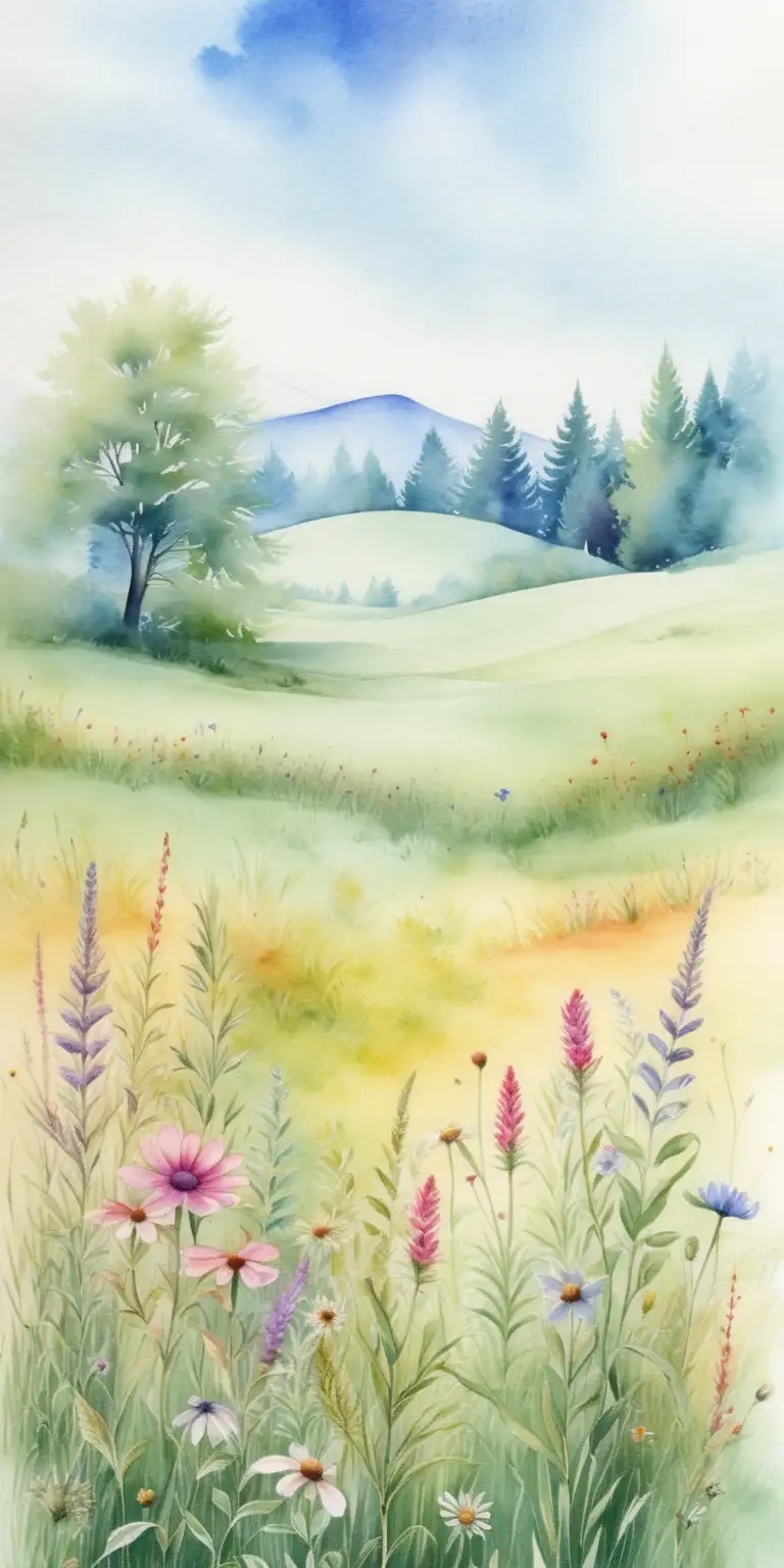 Vibrant Summer Meadow Watercolor Painting