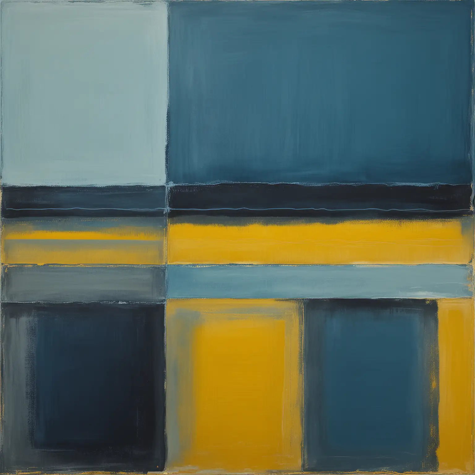 Blue and Yellow Abstract Rothko Style Art Serene Color Harmony