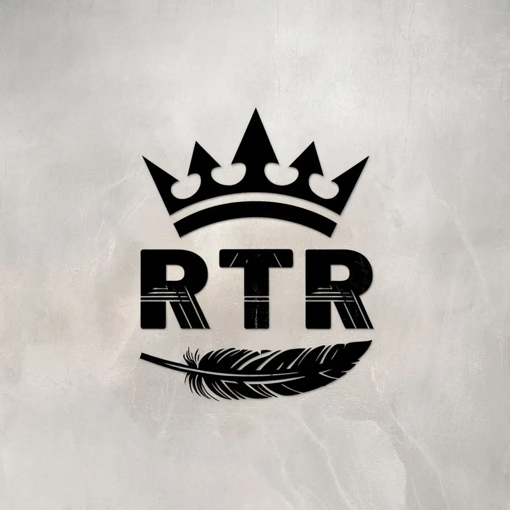 logo, Crown, feather, minibuss, with the text "RTR", typography, be used in Travel industry