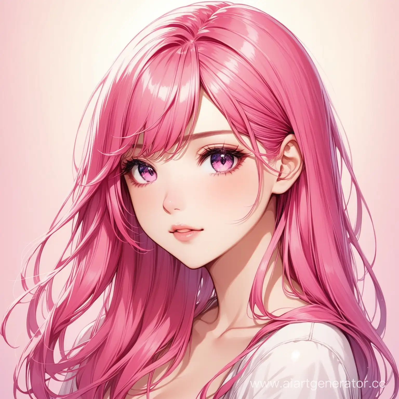 beautiful girl, pink hair