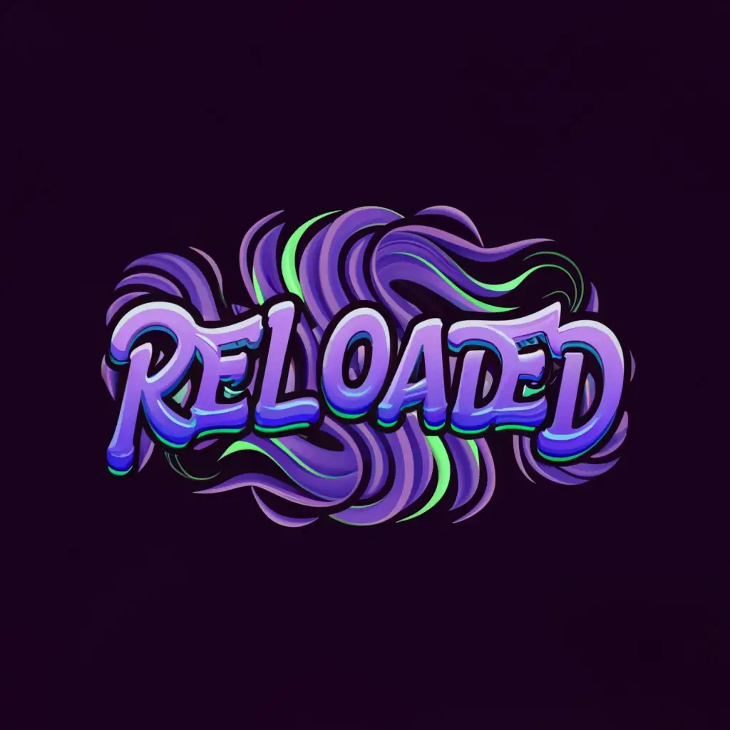 a logo design,with the text 'Reloaded', main symbol:smoke, purple green black,complex,be used in Entertainment industry,clear background