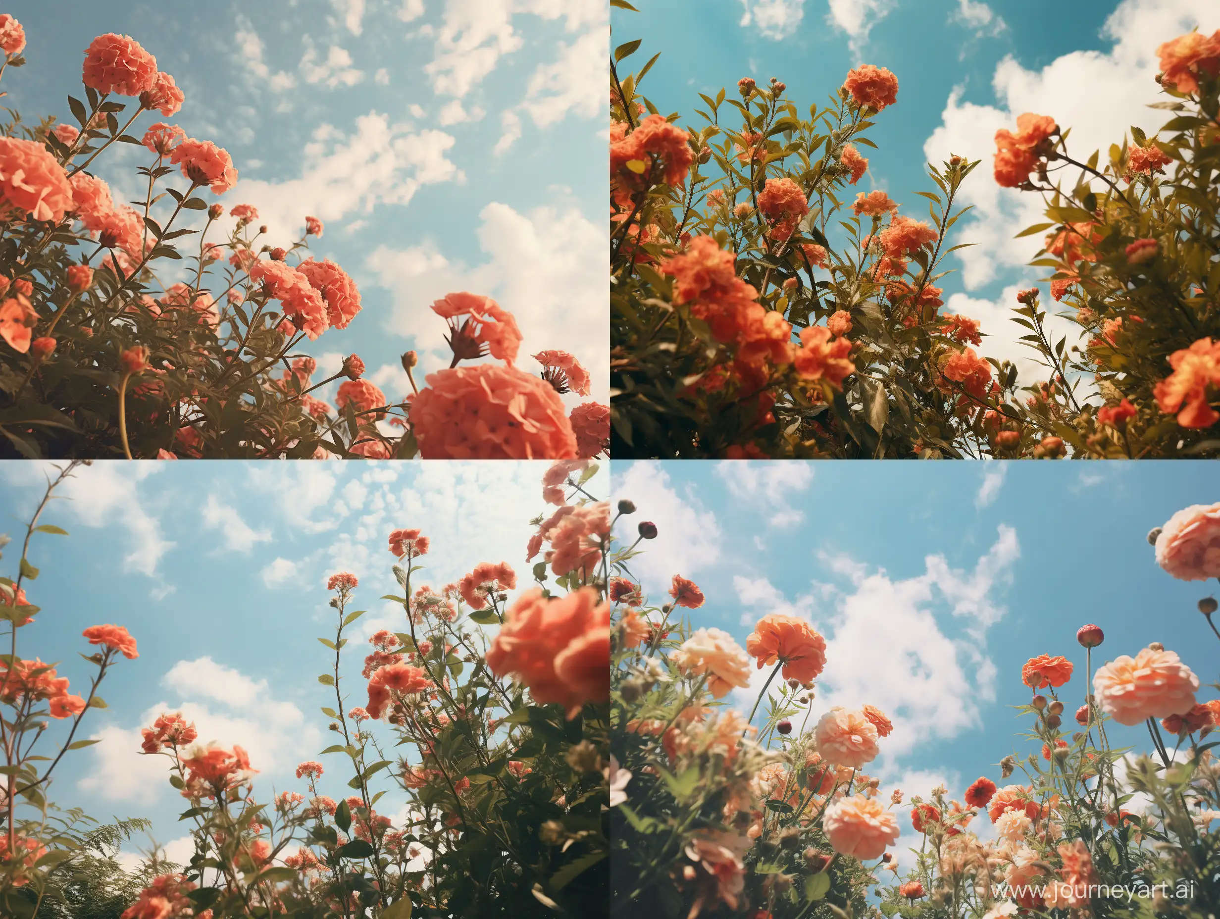 仰拍，花丛，天空，真实摄影