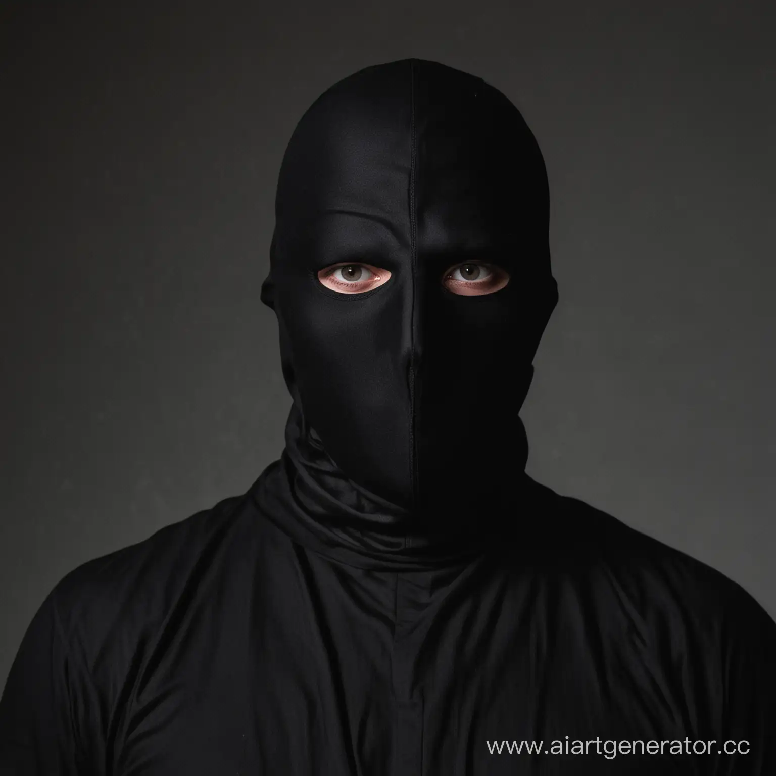 a man in all black, wearing a black mask, his eyes and face are not visible