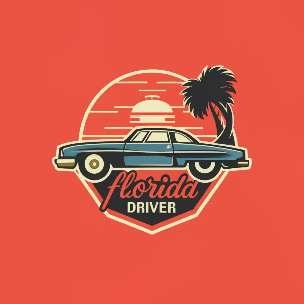 a logo design,with the text "Florida Driver", main symbol:Florida and a car,Moderate,be used in Travel industry,clear background