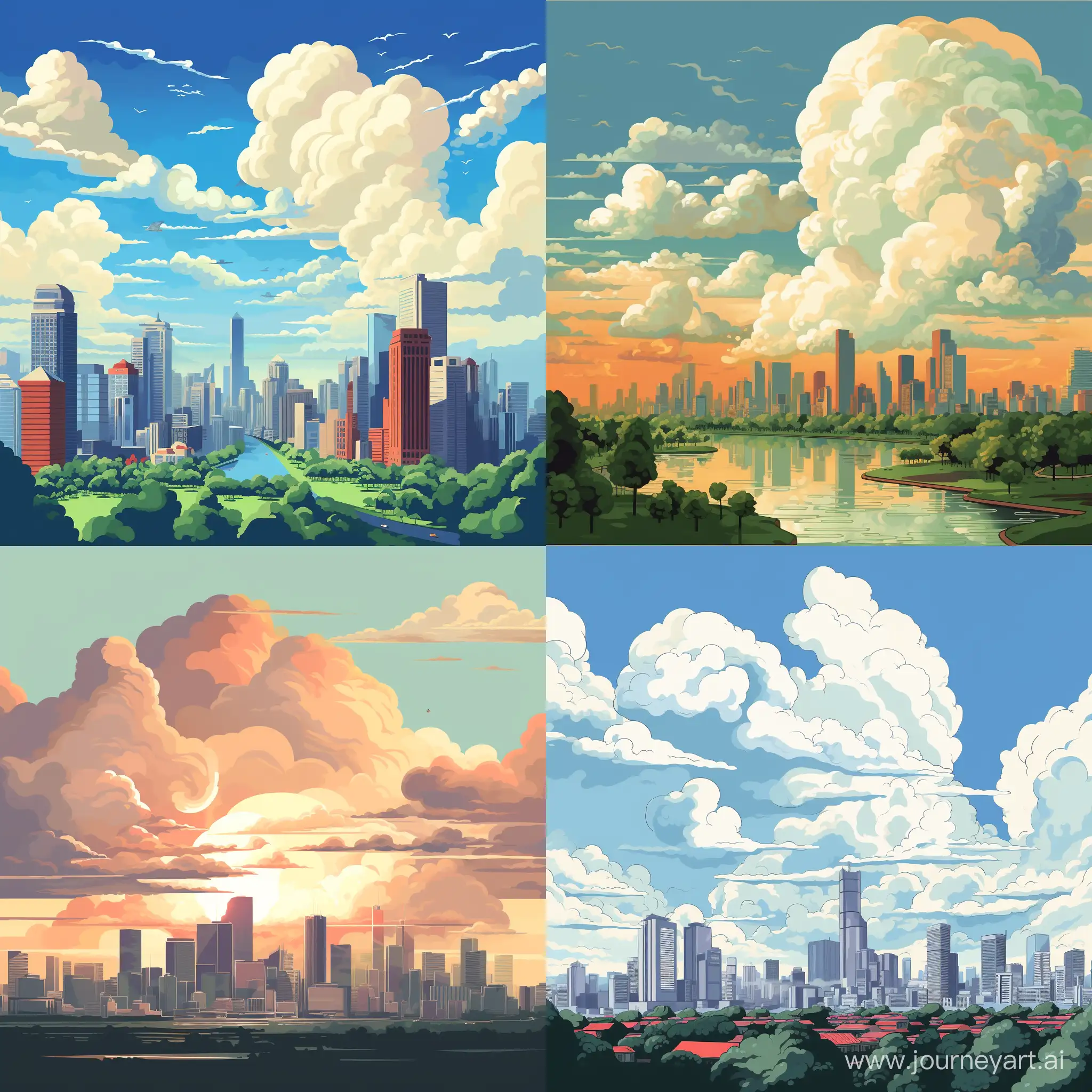 Vector-Art-of-Partly-Cloudy-Weather-in-Jakarta-Indonesia
