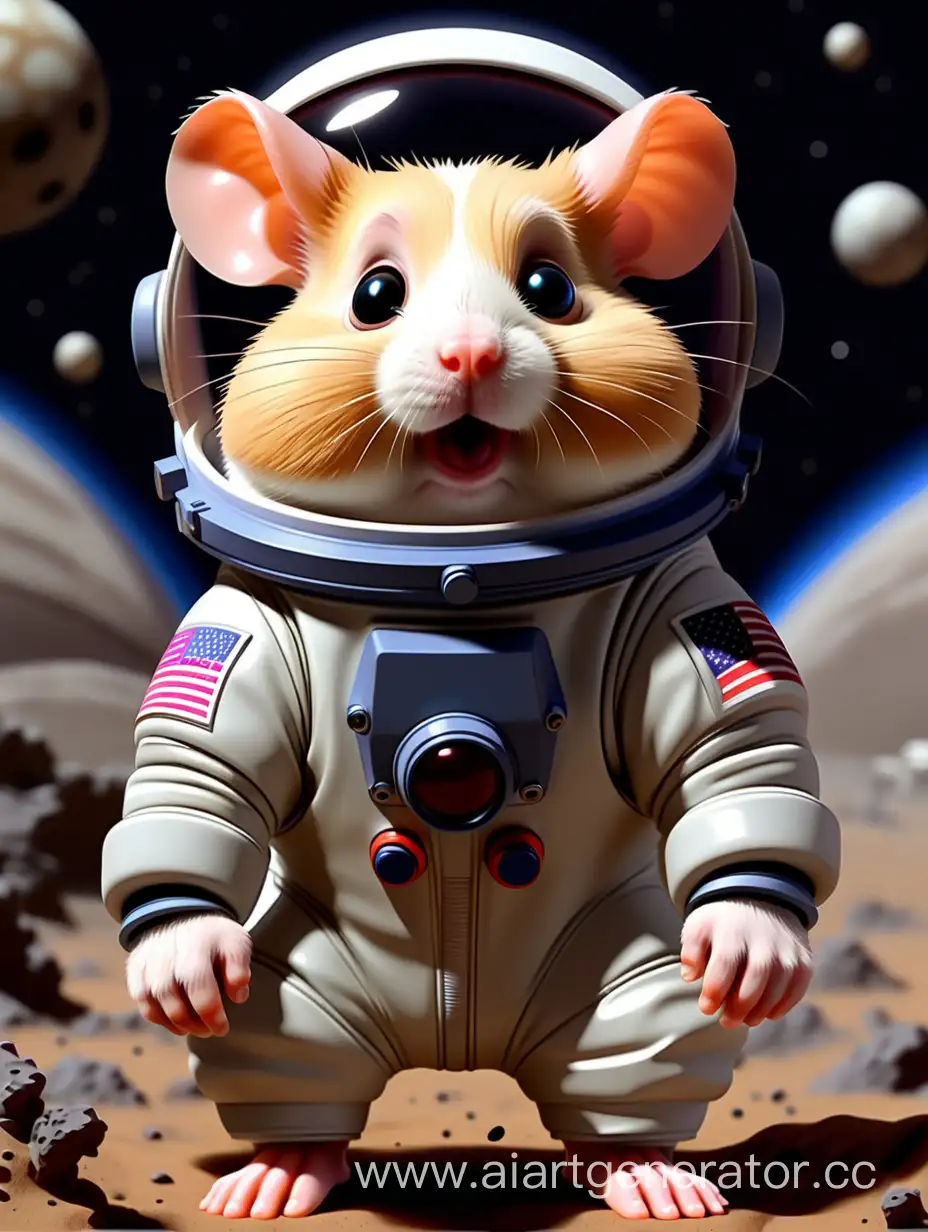 Cartoon hamster in a spacesuit