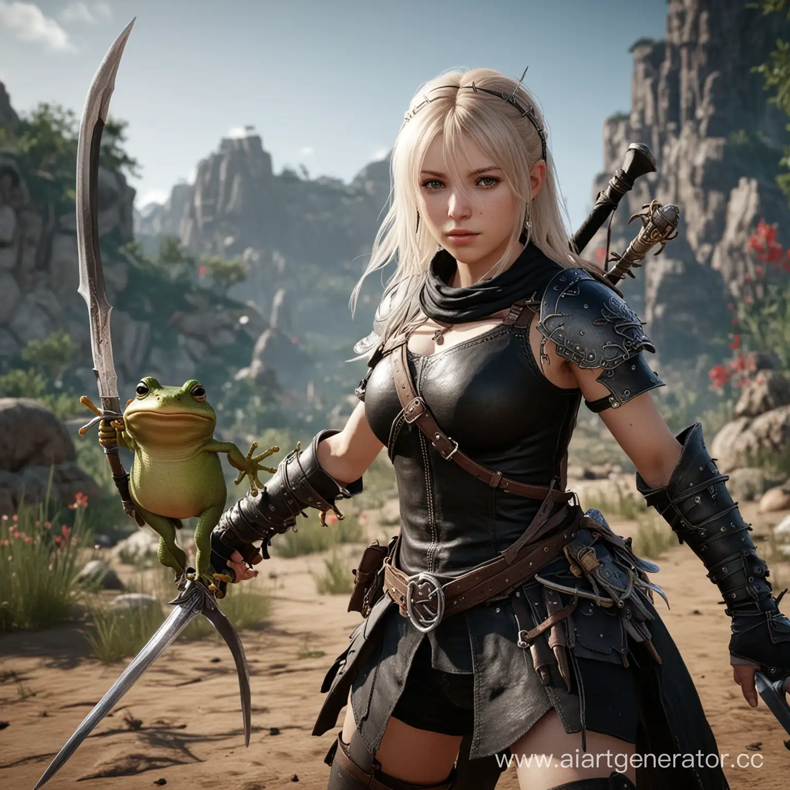 Brutal-Girl-with-Two-Swords-and-a-Frog-Companion-in-Black-Desert-Online