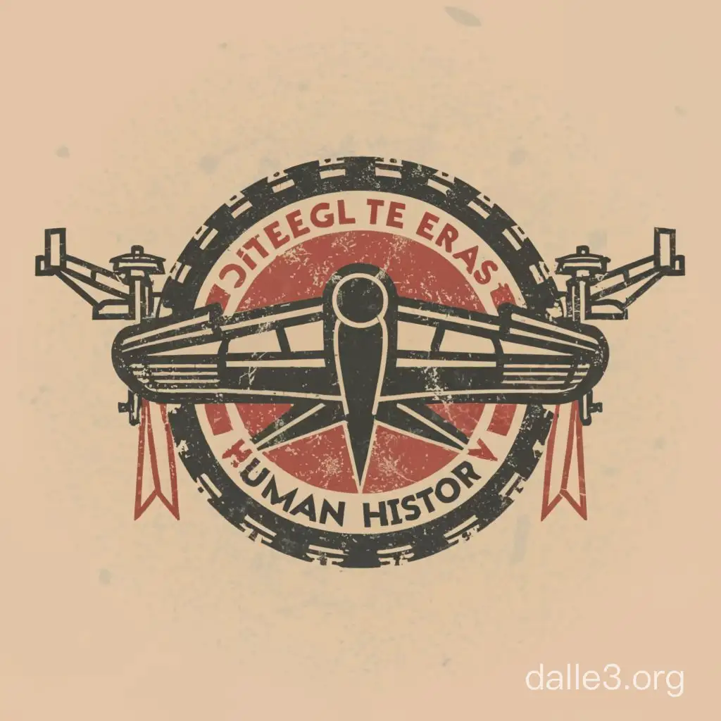 A logo for a story about different eras in human history. maybe throw a biplane in there