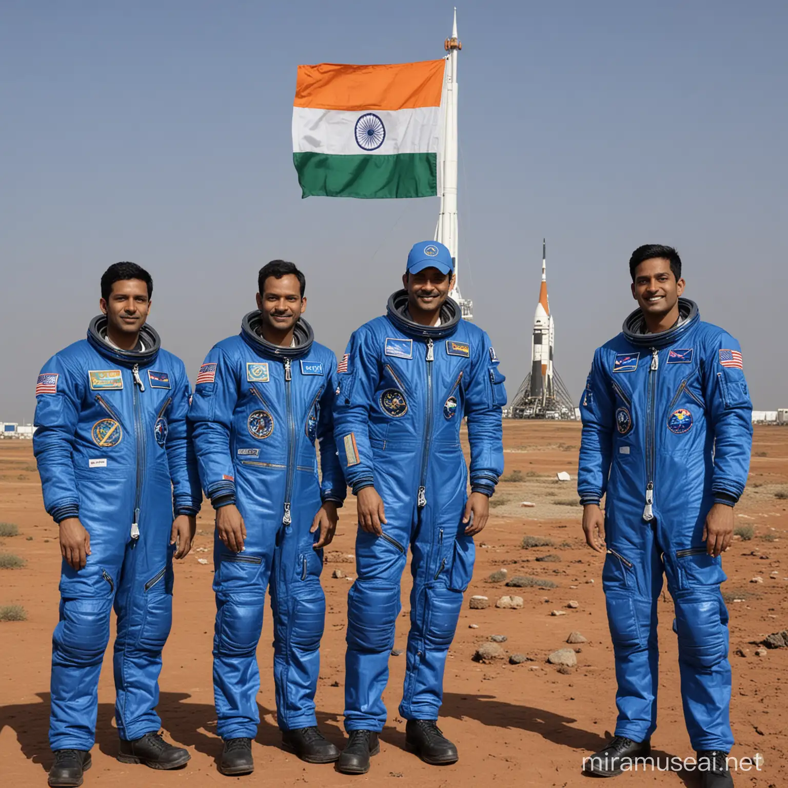 Indian Astronauts In Vibrant Blue ISRO Spacesuits With Gaganyaan ...