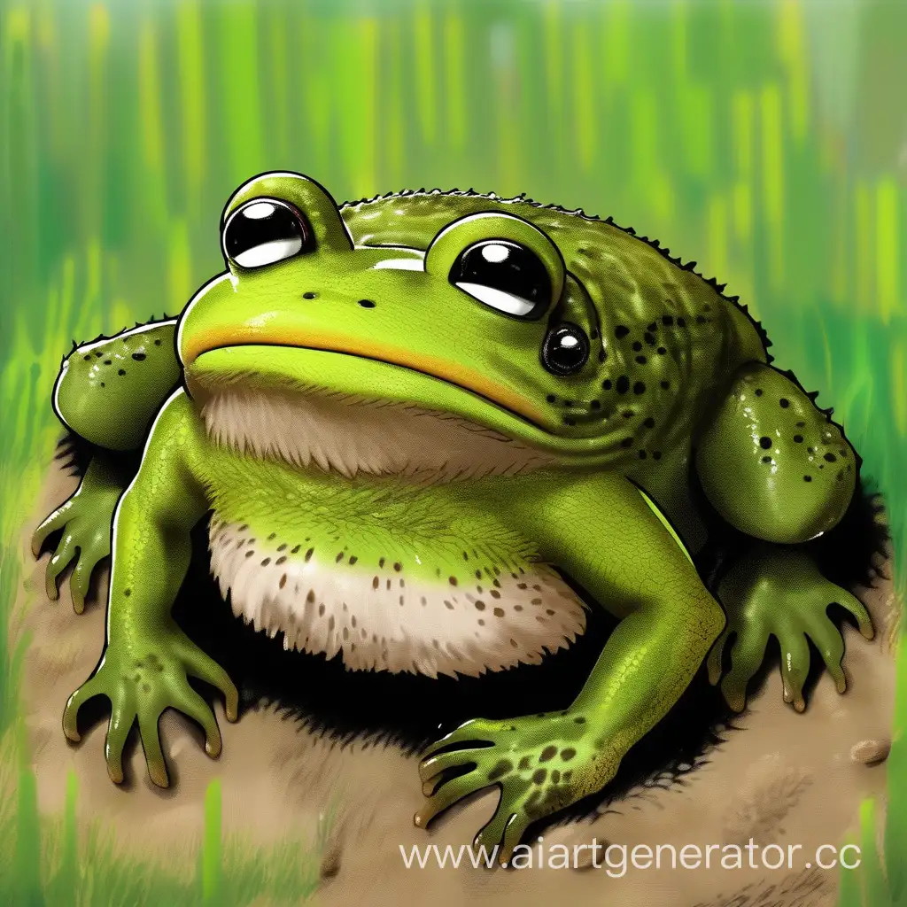 Curious-Hairy-Frog-in-Enchanted-Forest