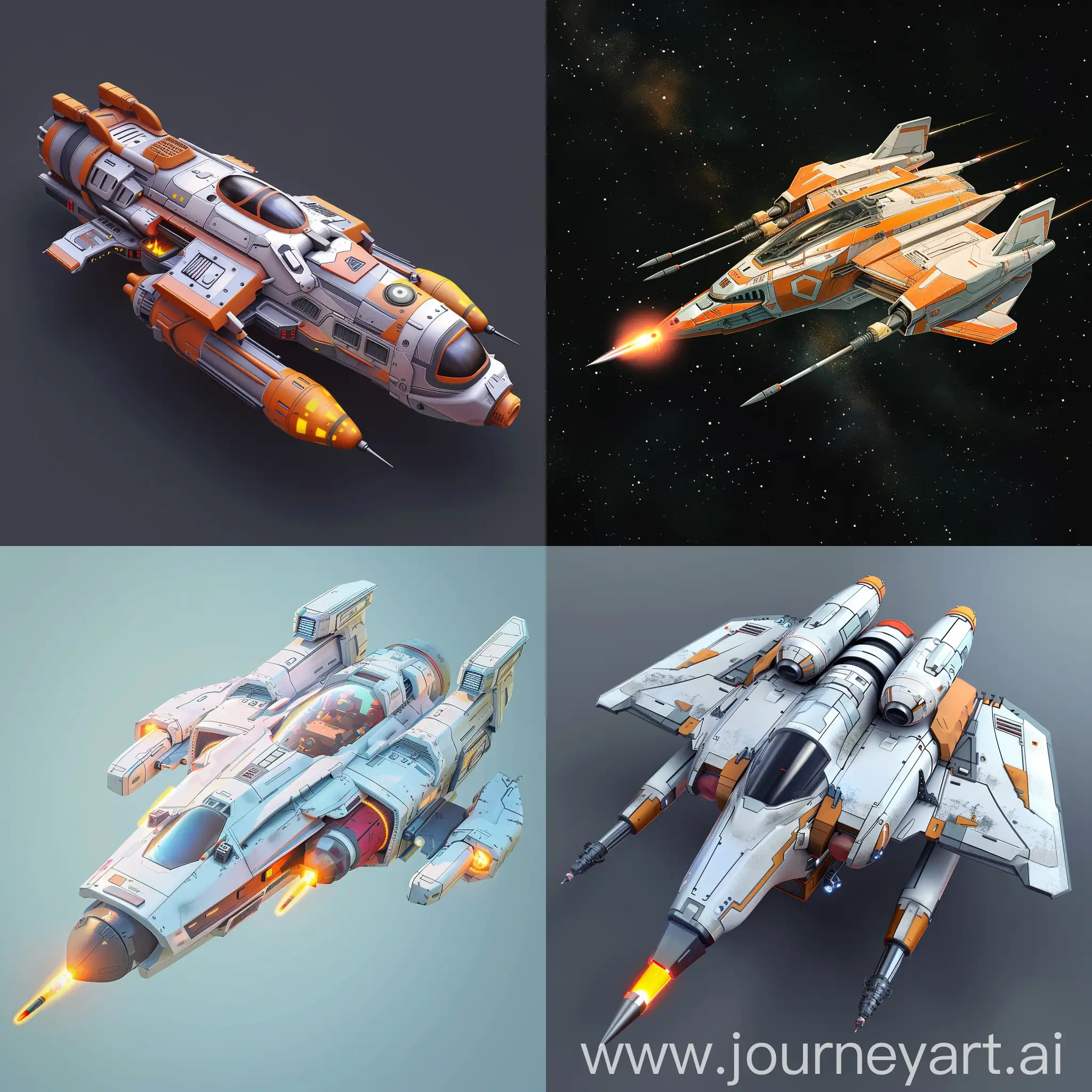 Spaceship with missile 2d game art