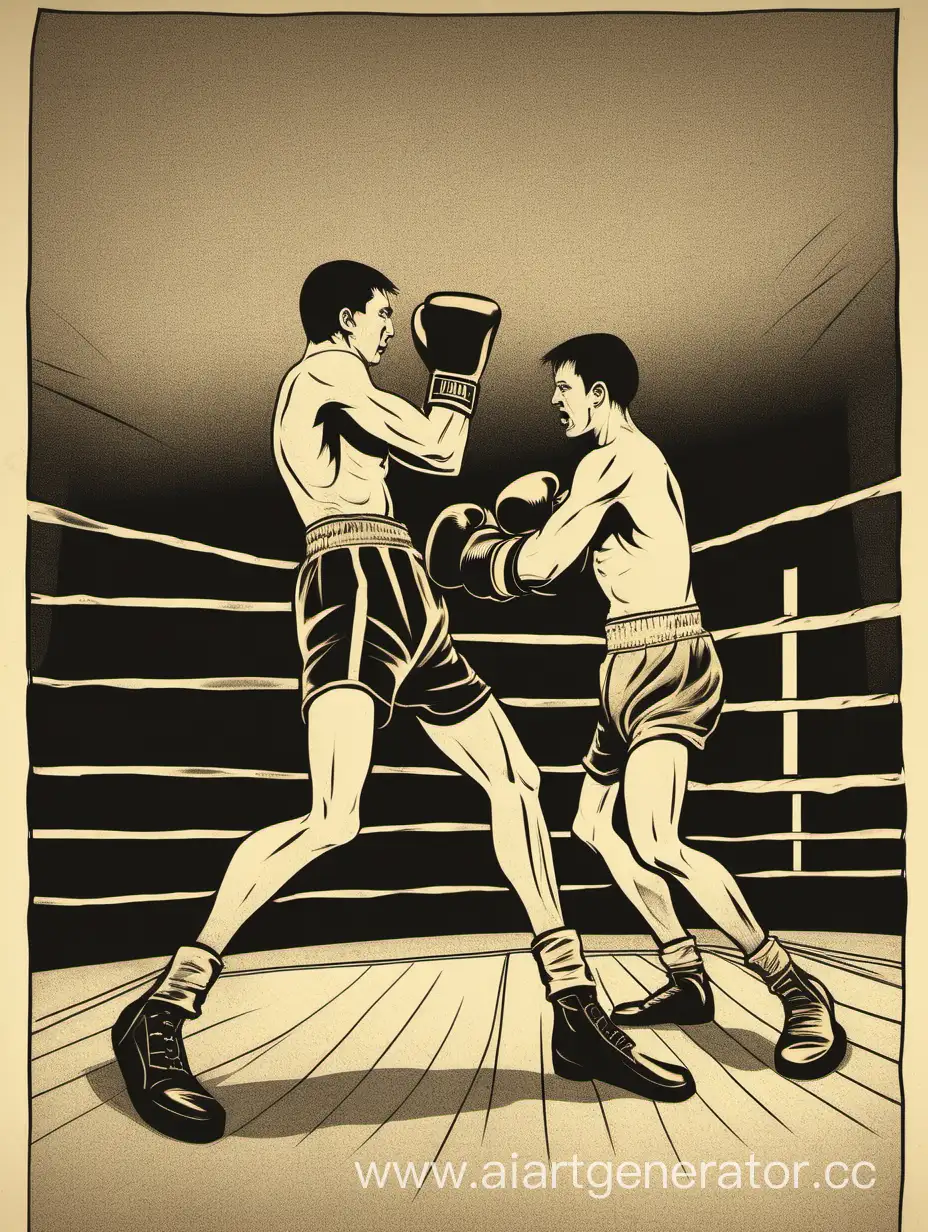 two men fighting on the boxing ring