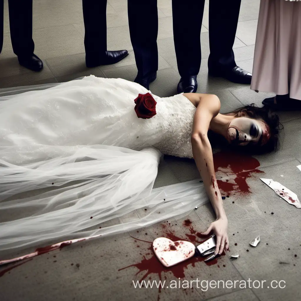 Мертвая девушка в свадебном платье лежит на полу, 3 колотые раны