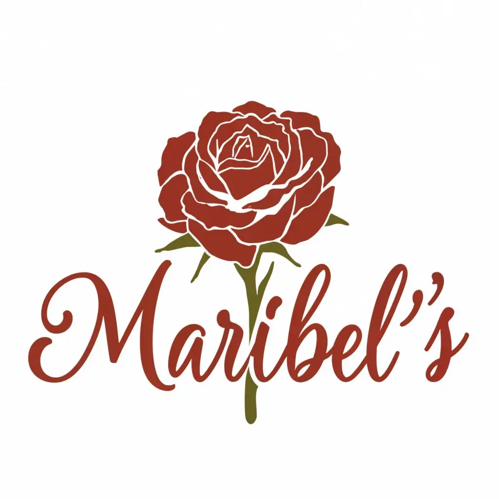 logo, rose, with the text "Maribel's", typography