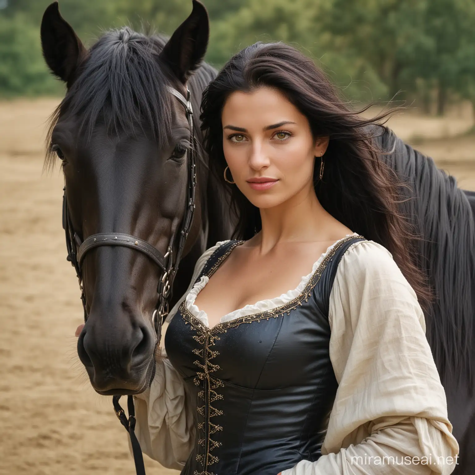 Charismatic Heroine on Black Horse Twelfth Century Woman of Independence and Freedom