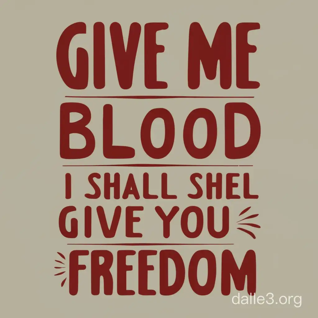 Design typography-text: "Give me blood, I shall give you freedom" 