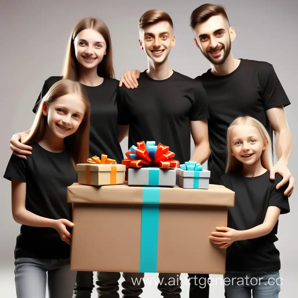 Kind-People-in-Black-TShirts-Giving-Gifts