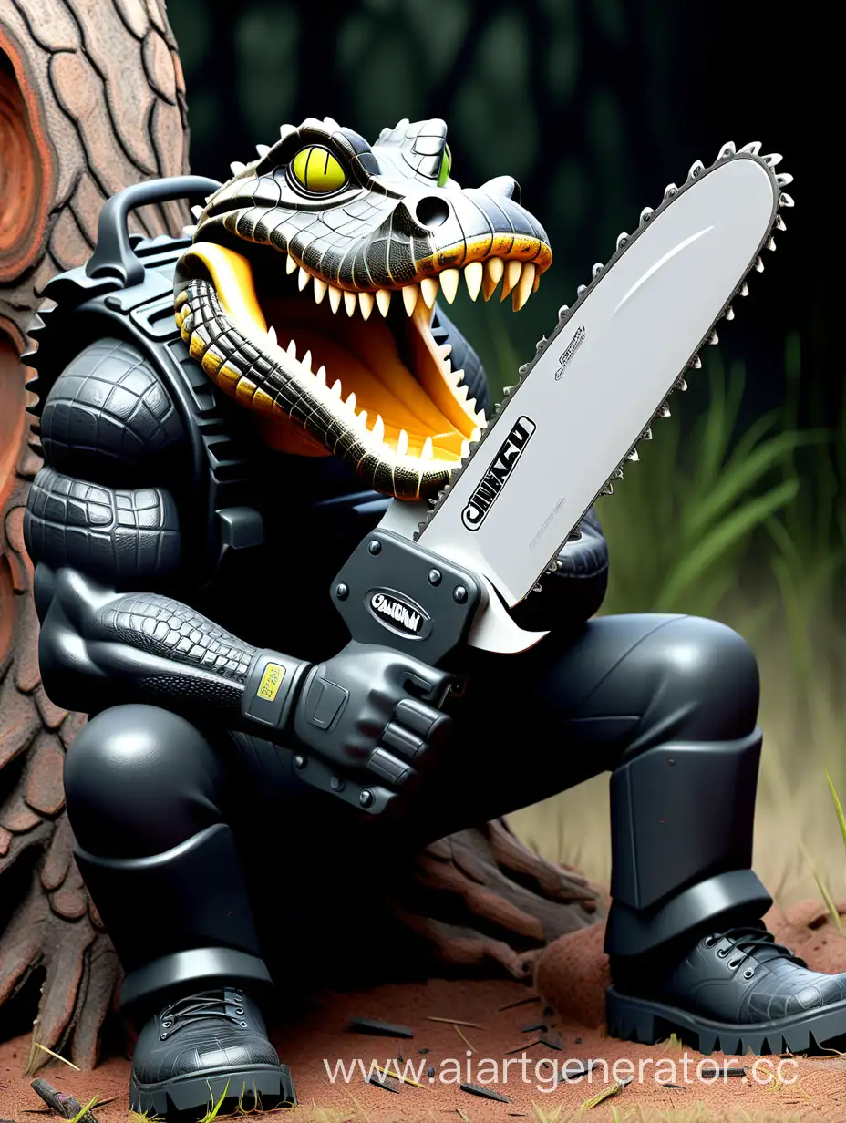 Black-Chainsaw-Caiman-in-Action