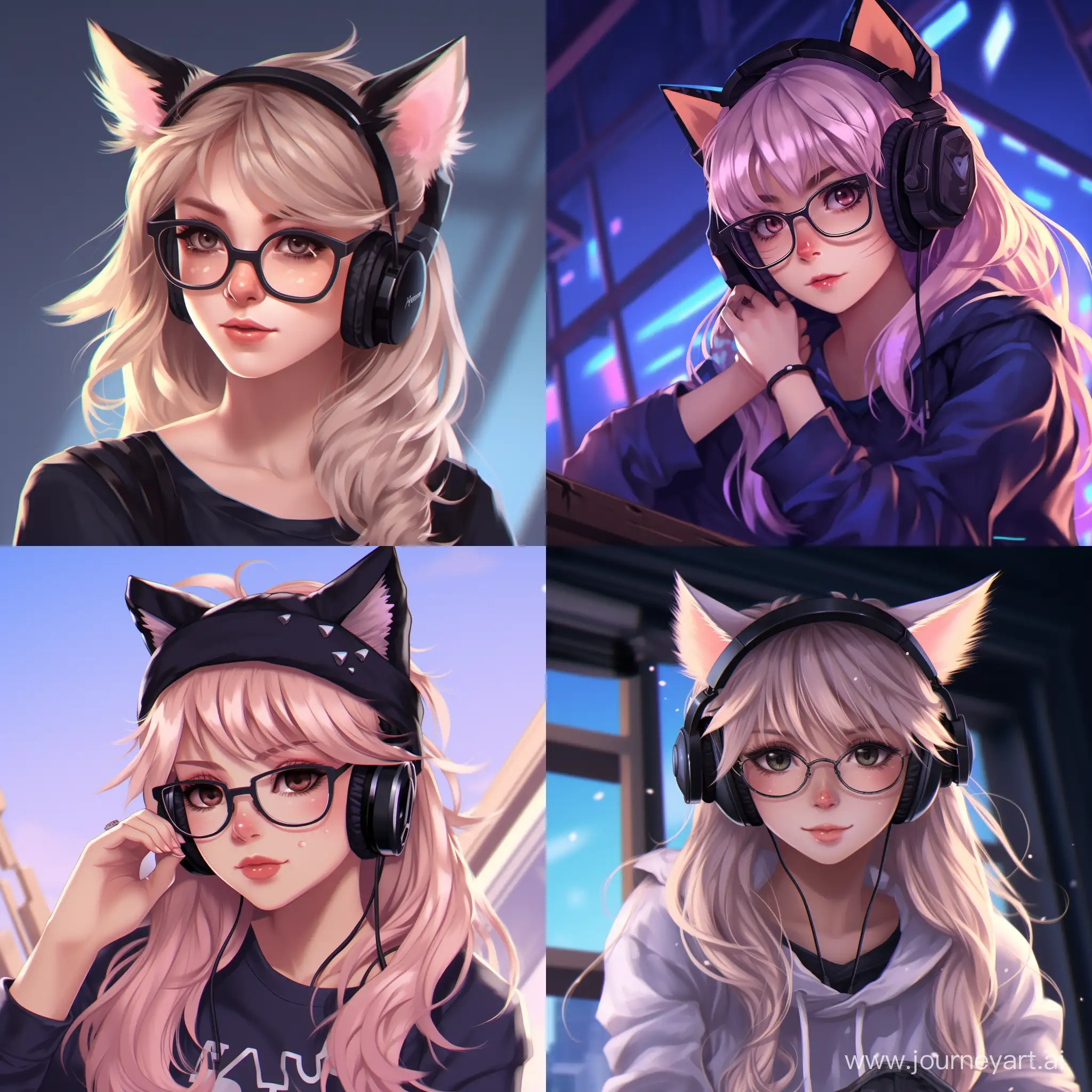 AnimeStyled-Adult-Girl-Gamer-with-Cat-Ears-and-Black-Glasses