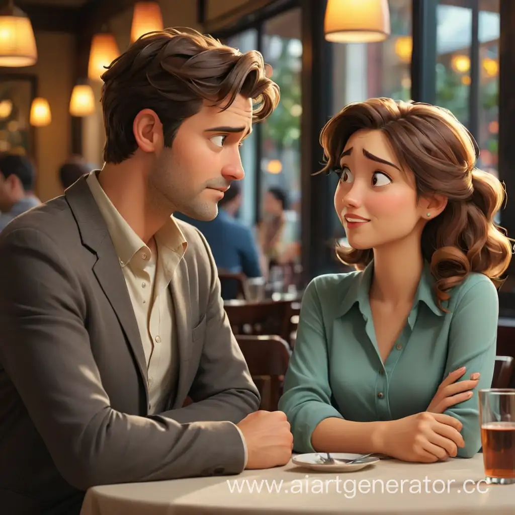 Contrasting-Emotions-Socially-Disconnected-Man-and-Joyful-Woman-in-Restaurant