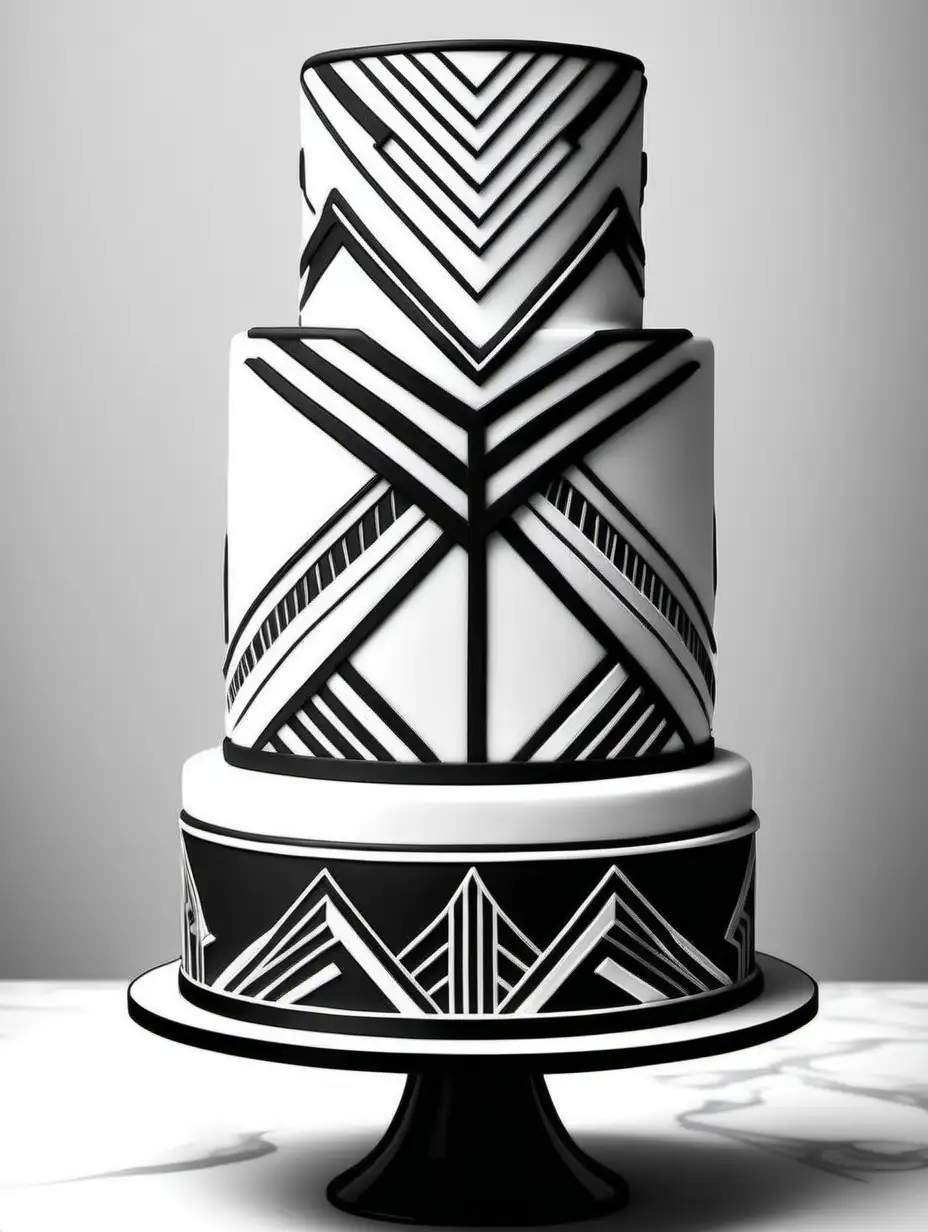 Elegant Art DecoInspired Cake Coloring Page