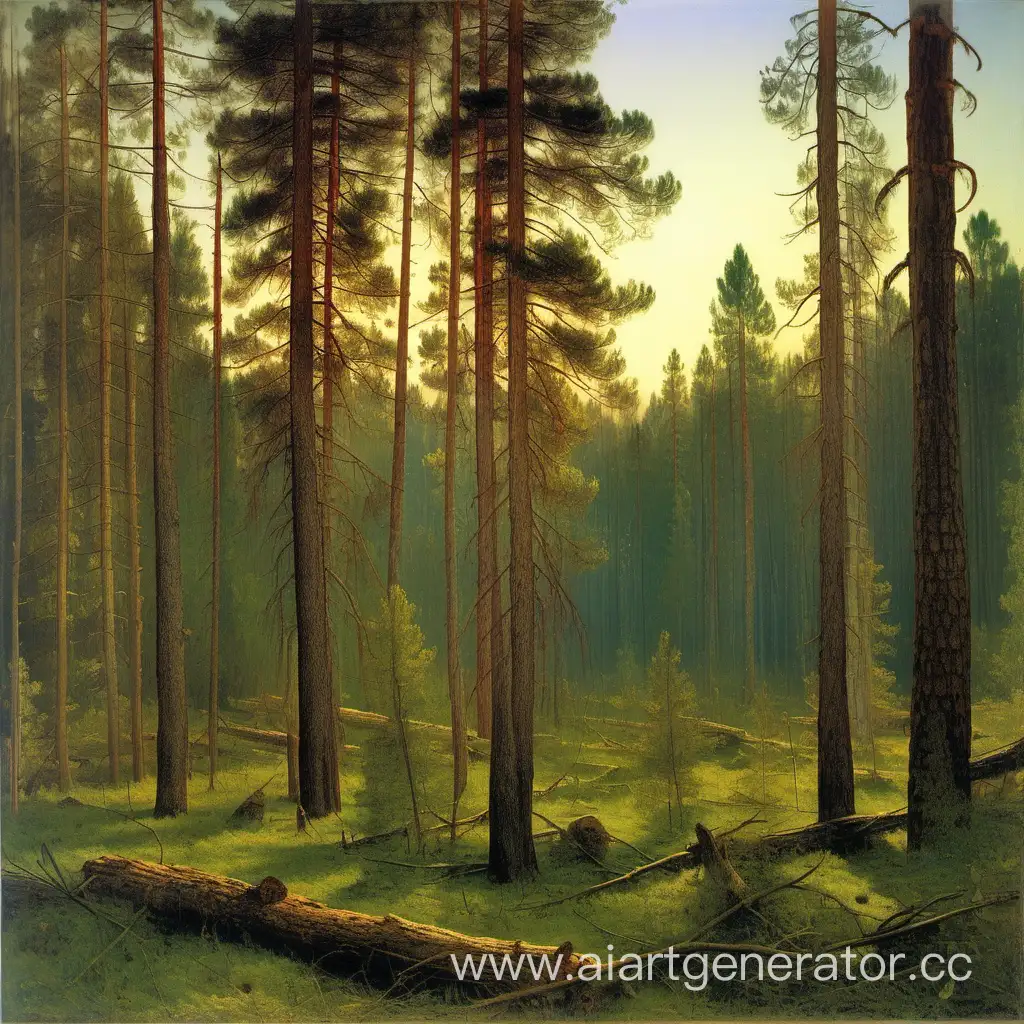 Serene-Morning-in-a-Pine-Forest-Tranquil-Scene-by-Shishkin