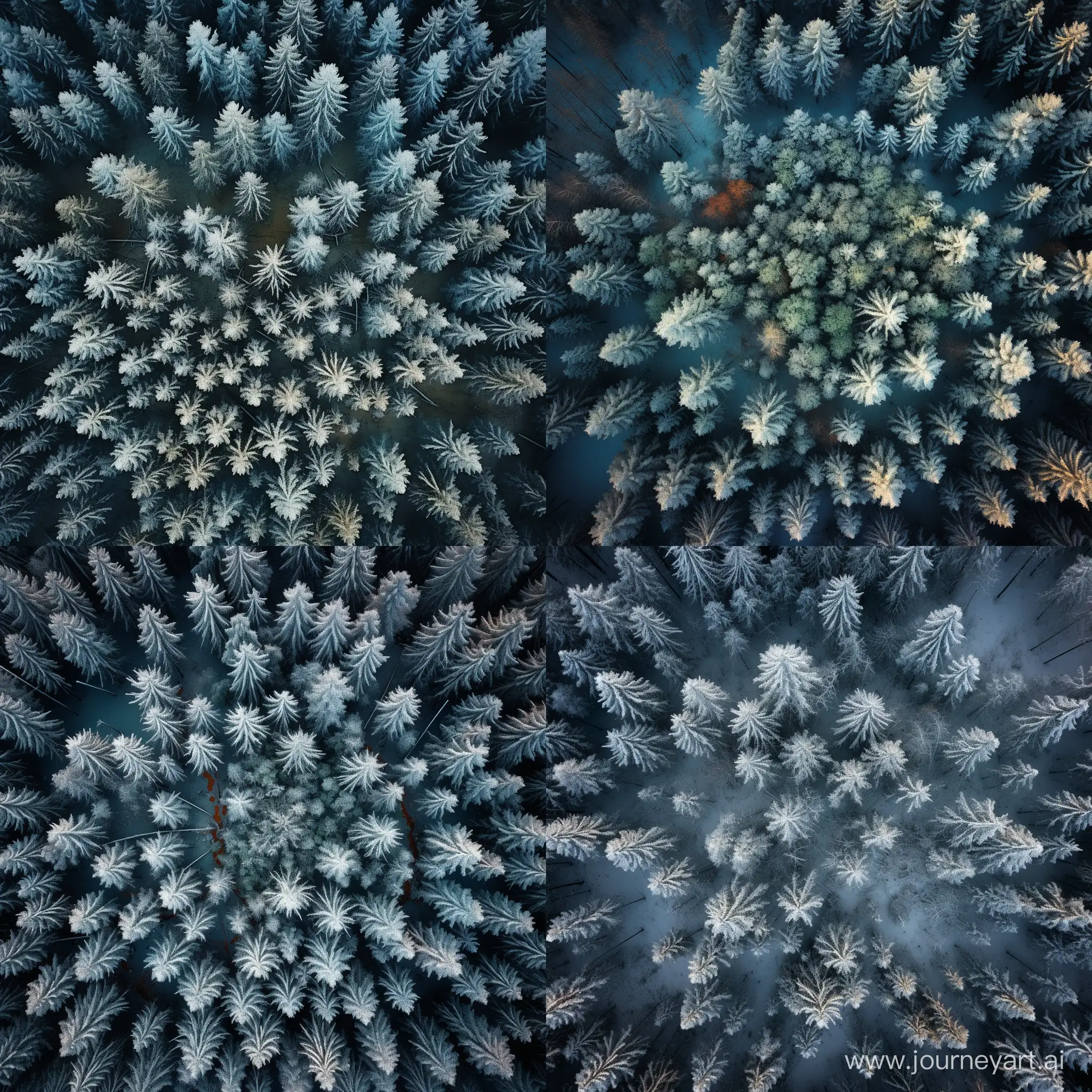 Icy-Treetops-A-Surreal-Aerial-View-of-a-Frozen-Forest-at-50-Celsius