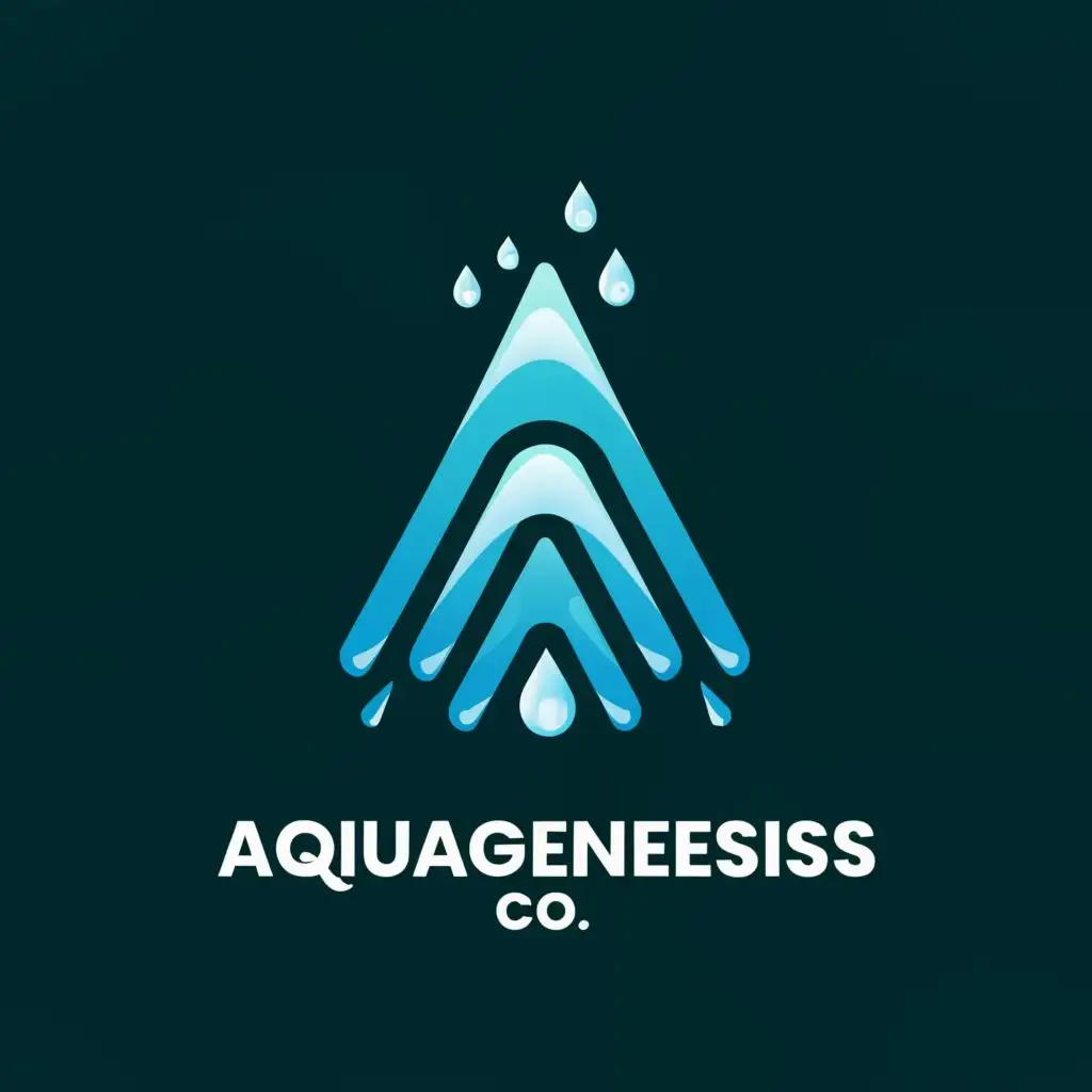 a logo design,with the text "AquaGenesis Co.", main symbol:water, mountain,Moderate,clear background