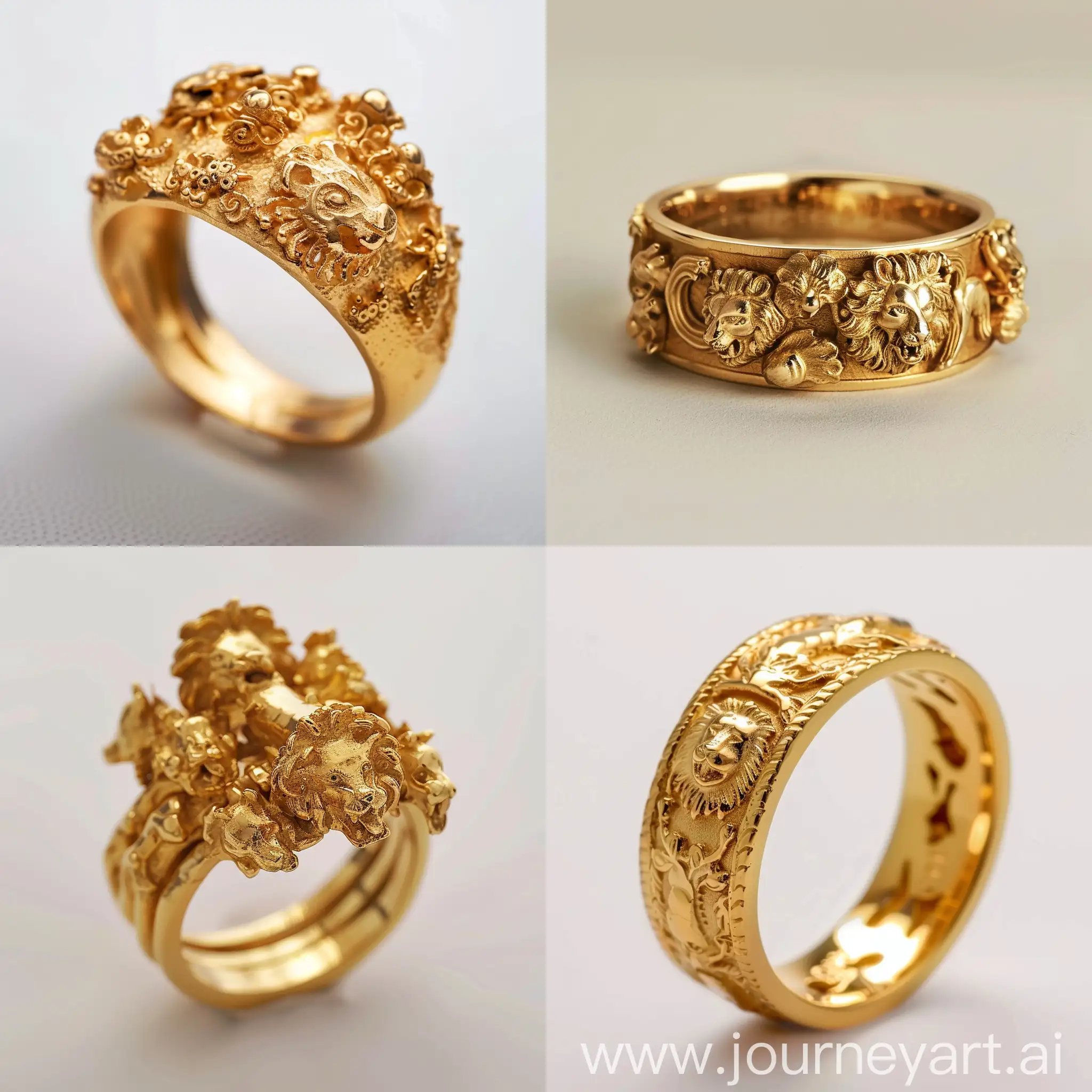 Regal-Lion-Motif-Gold-Ring