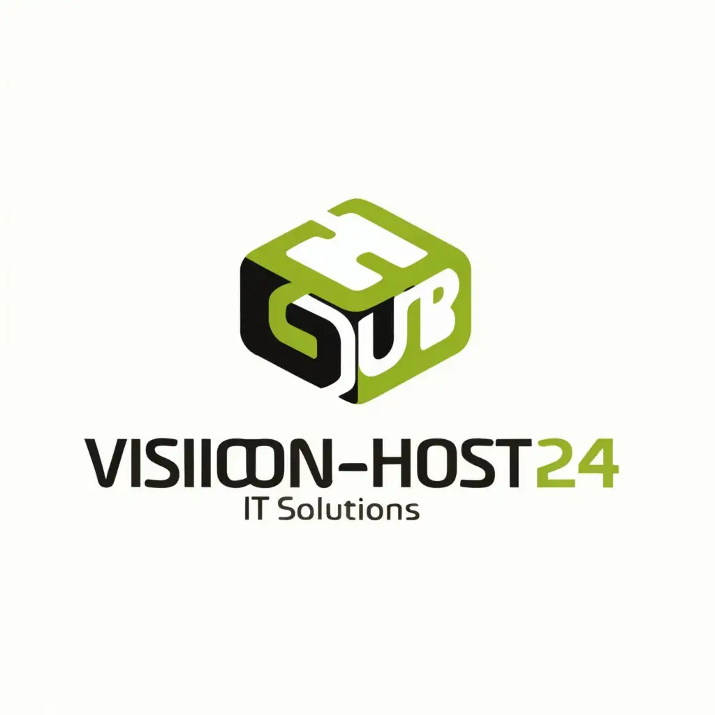 LOGO-Design-for-VisionHost24-ITSolutions-Greenthemed-Typography-for-Real-Estate-Industry