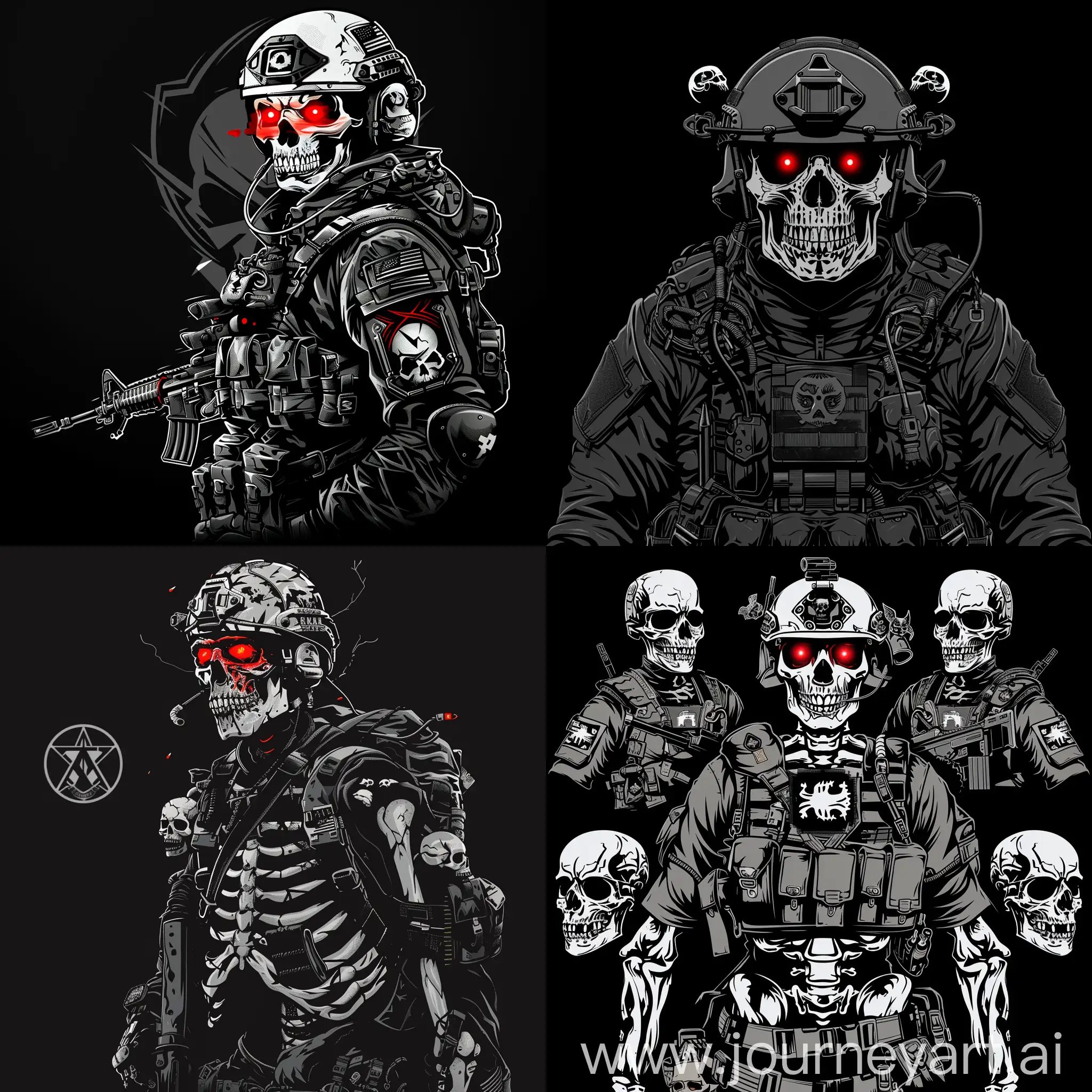 Modern-Military-Undead-Soldiers-with-Glowing-Red-Eyes-on-Black-Background