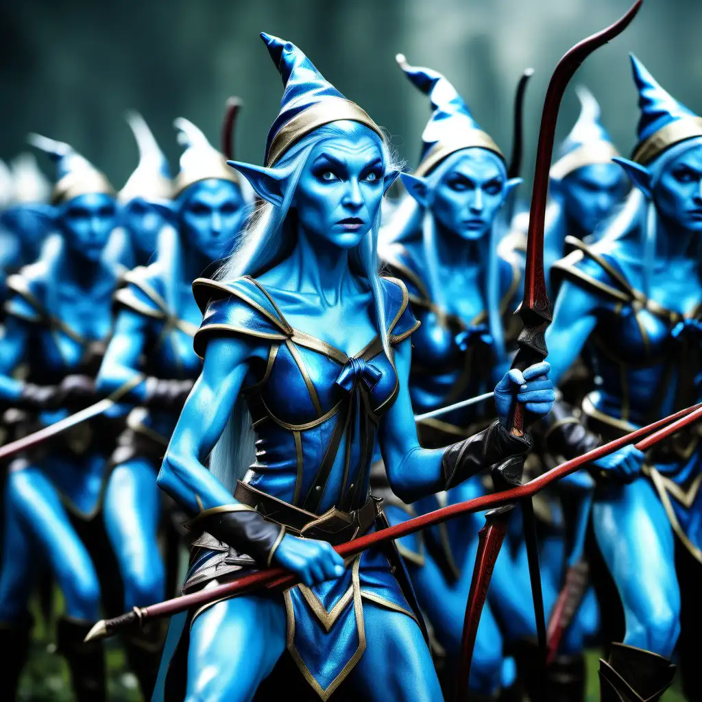 Epic UltraDetailed Photography of a Colorful Realism Army of Blue Elves in Battle Formation