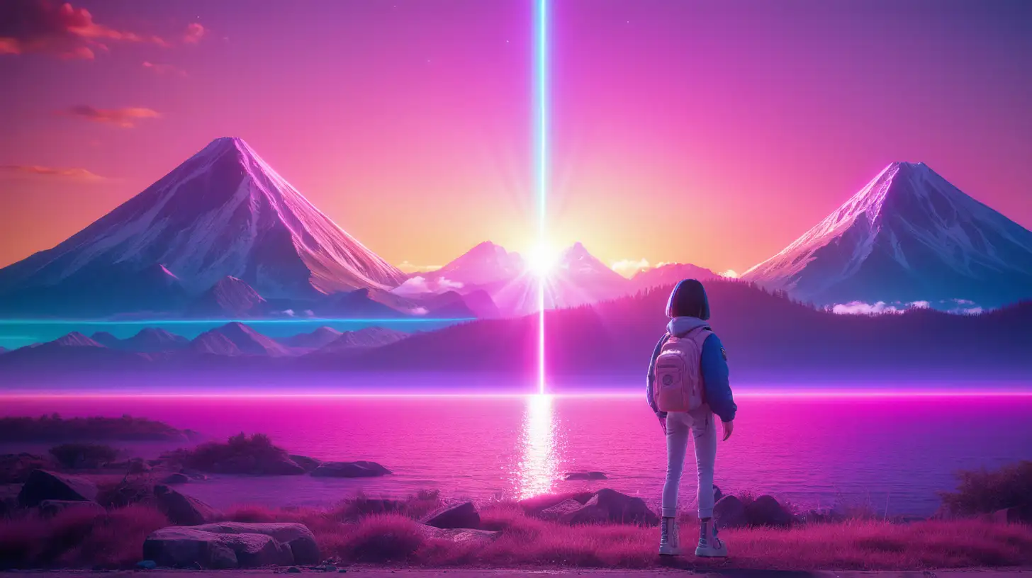 Radiant Synthwave Art in Your Name Anime Style PostApocalyptic UFO Scene with HyperRealistic Elements