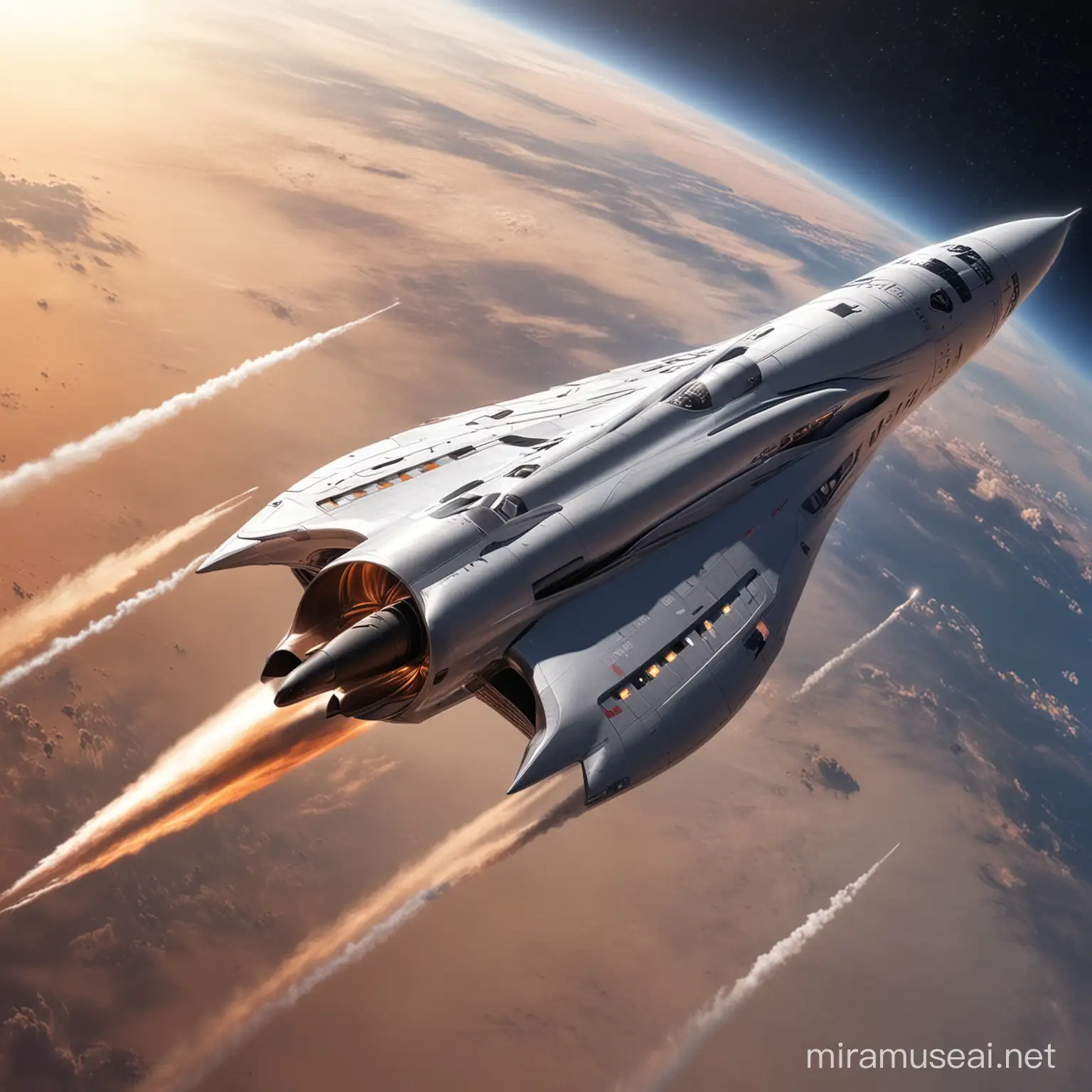 Futuristic Supersonic Rockets Exploring Another Galaxy