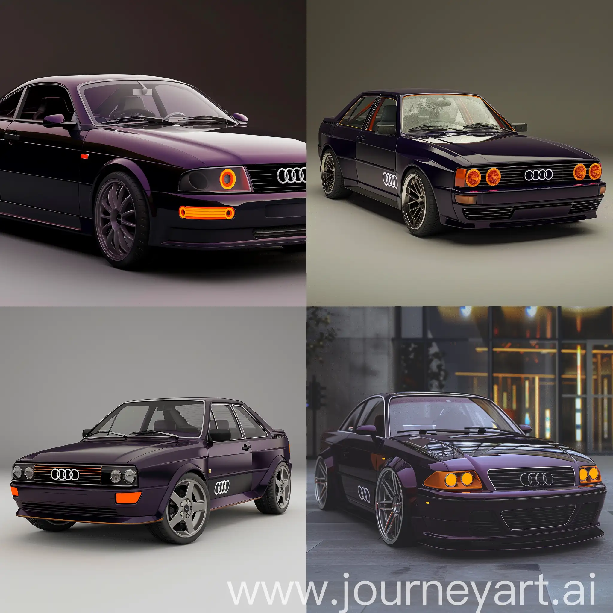 Sleek-Audi-100-C4-in-Dark-Amethyst-with-Orange-Accents-and-Sporty-Features