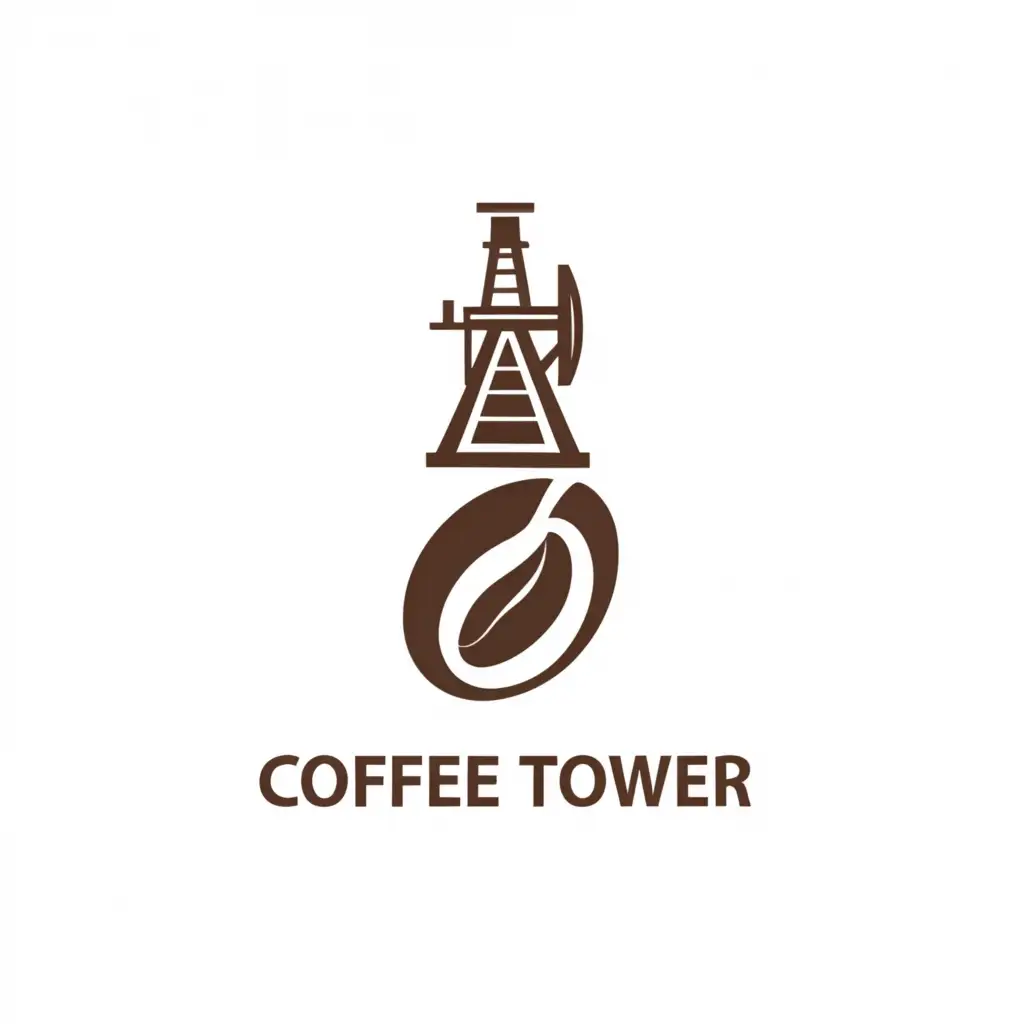 a logo design,with the text "Coffee Tower", main symbol:Coffee, oil rig,Minimalistic,clear background