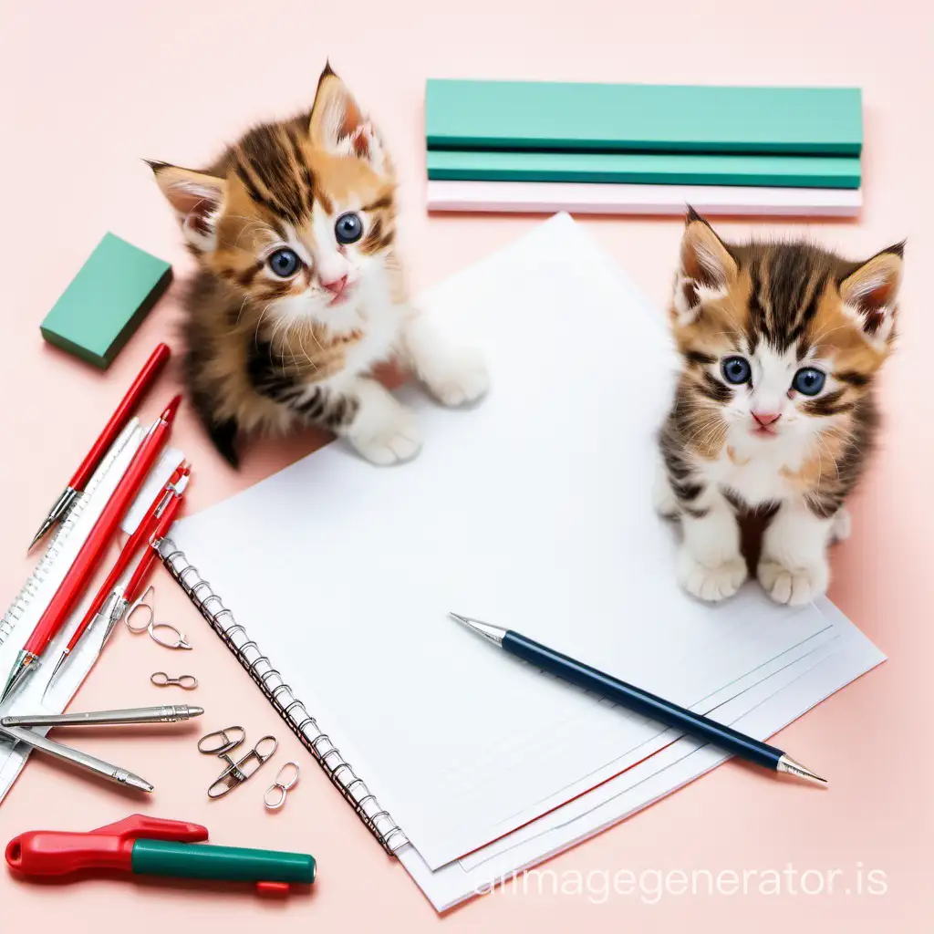 Playful-Kittens-with-Colorful-Stationery