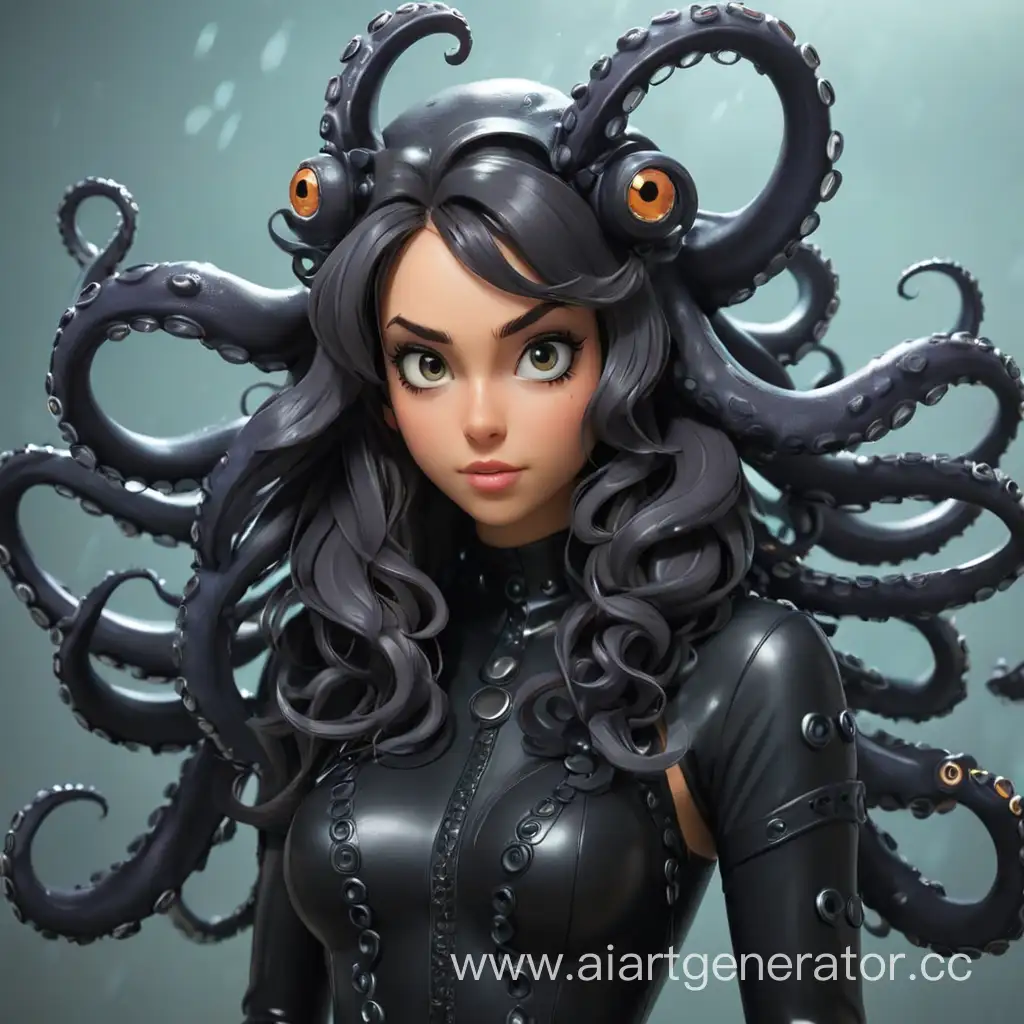 Adorable-Rubber-Girl-Furry-Octopus-Playful-Creature-with-Latex-Skin-and-Tentacle-Hair