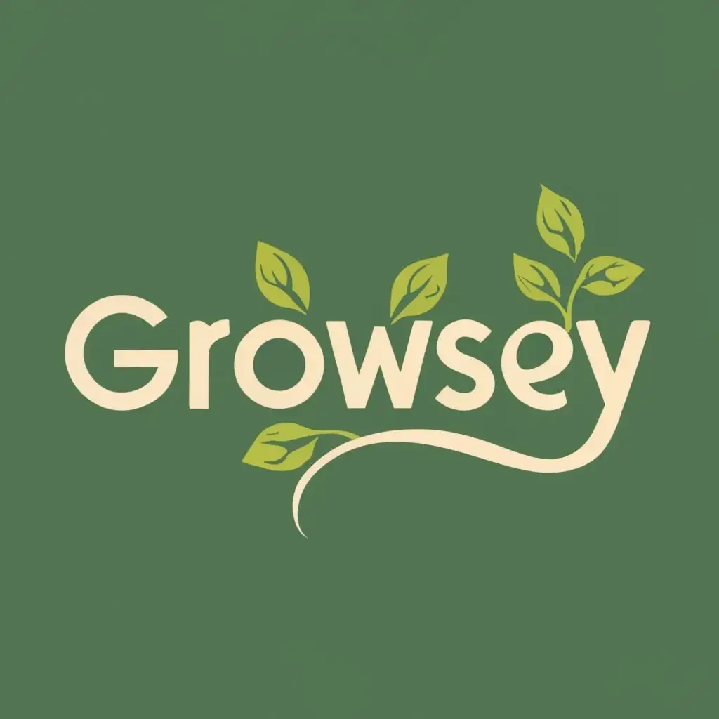 logo, vines, with the text "Growsey", typography