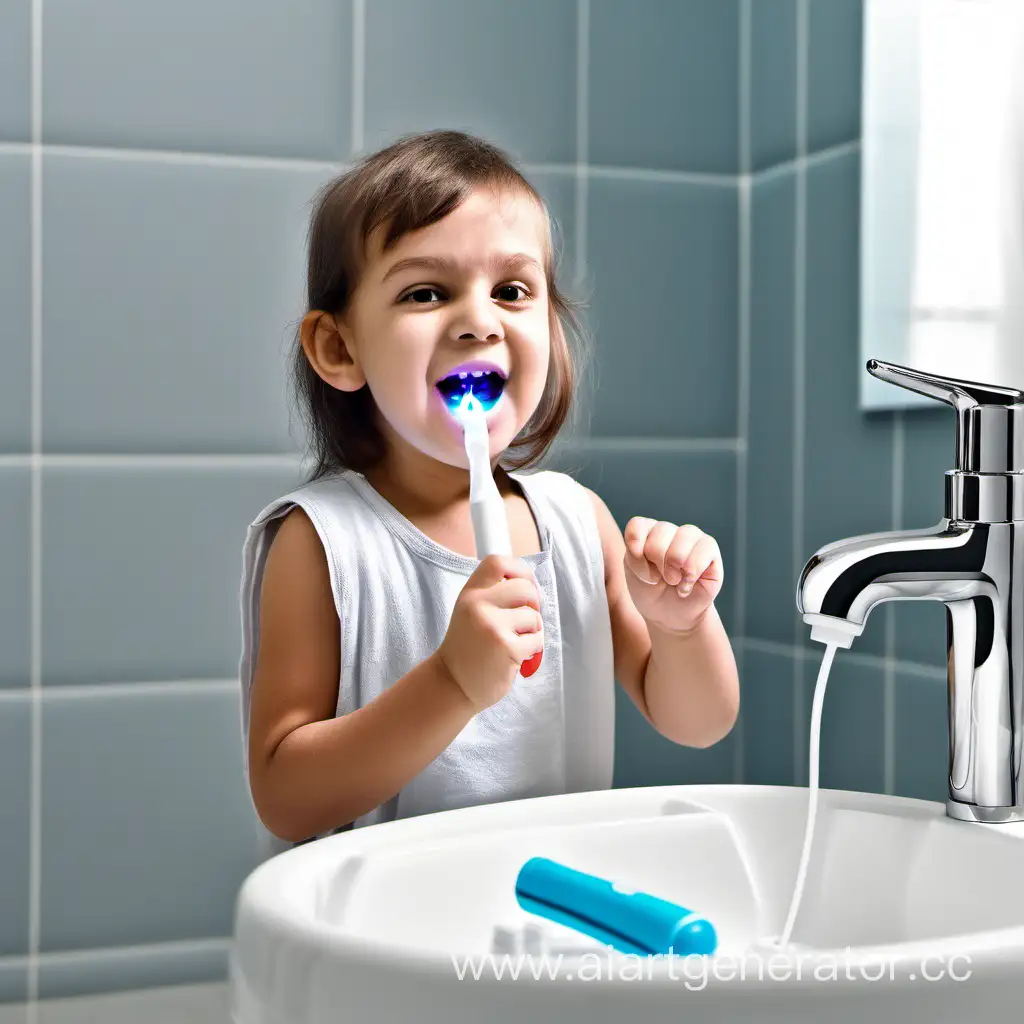 дитина чистить зуби електричною зубною щіткою

