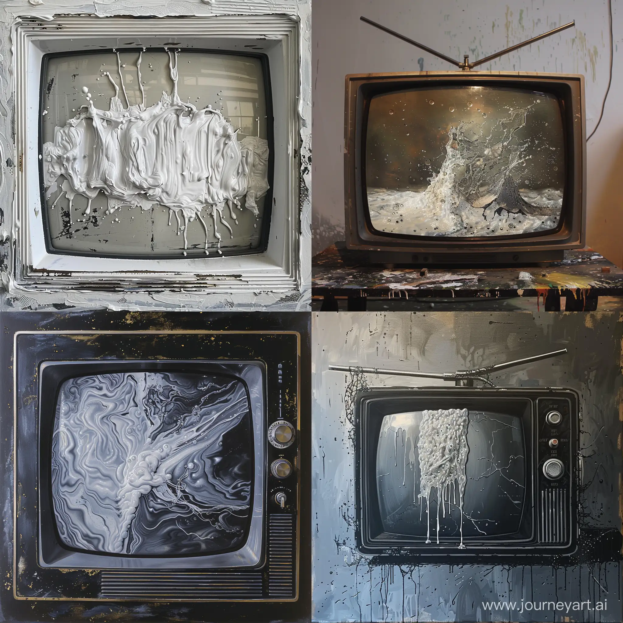 Vintage-TV-Static-Art-Detailed-Brush-Stroke-White-Noise