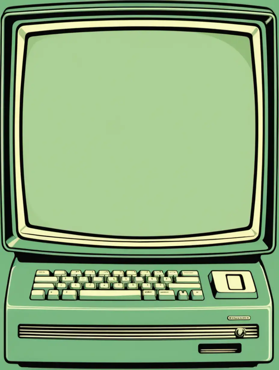 smiling computer screen in old green retro style