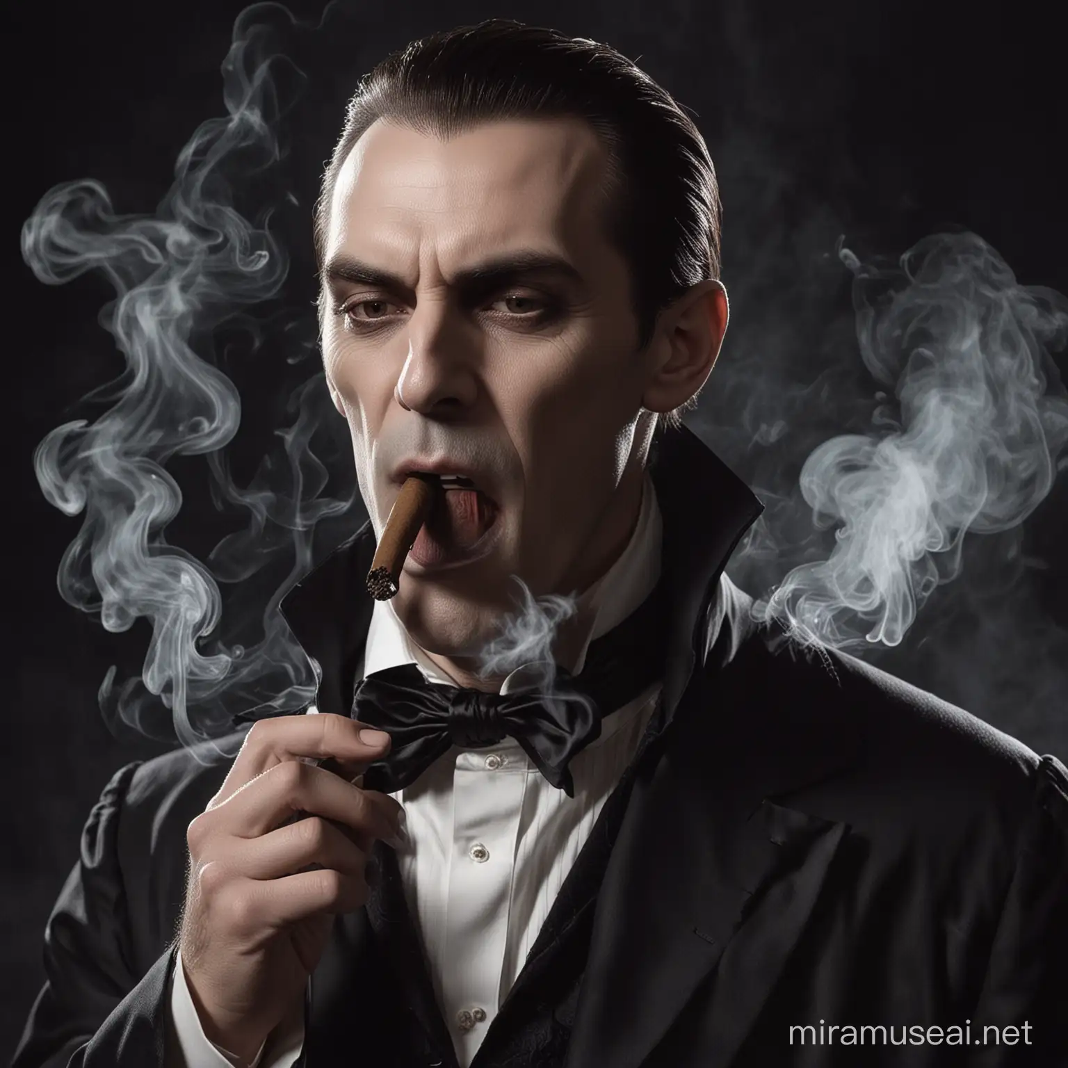 Sophisticated Vampire Smoking a Cigar