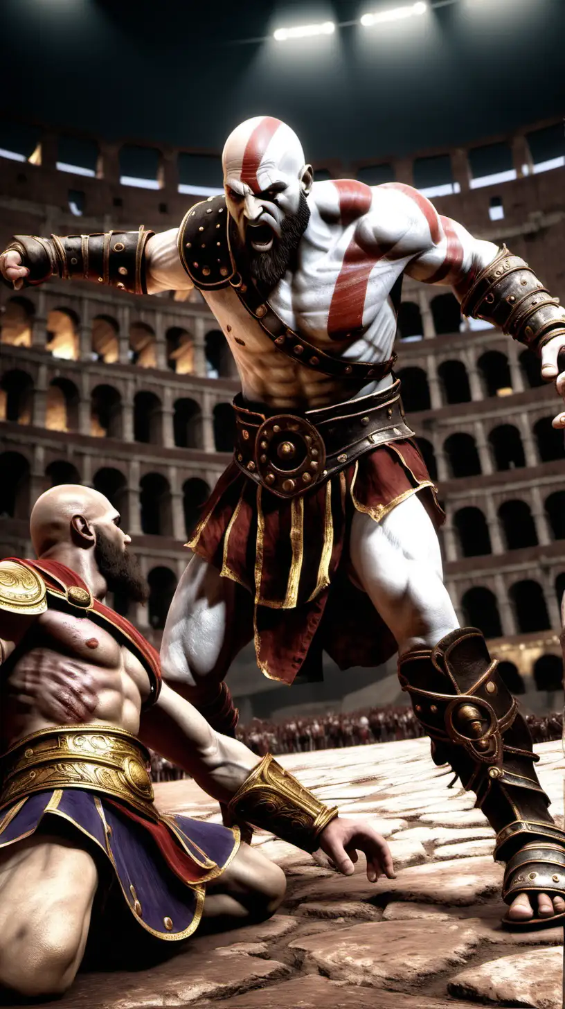 Kratos fights Gladiators in the Colosseum