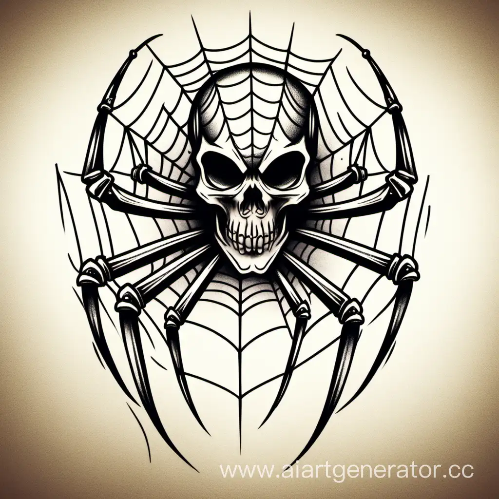 Skull-Spider-Tattoo-Sketch