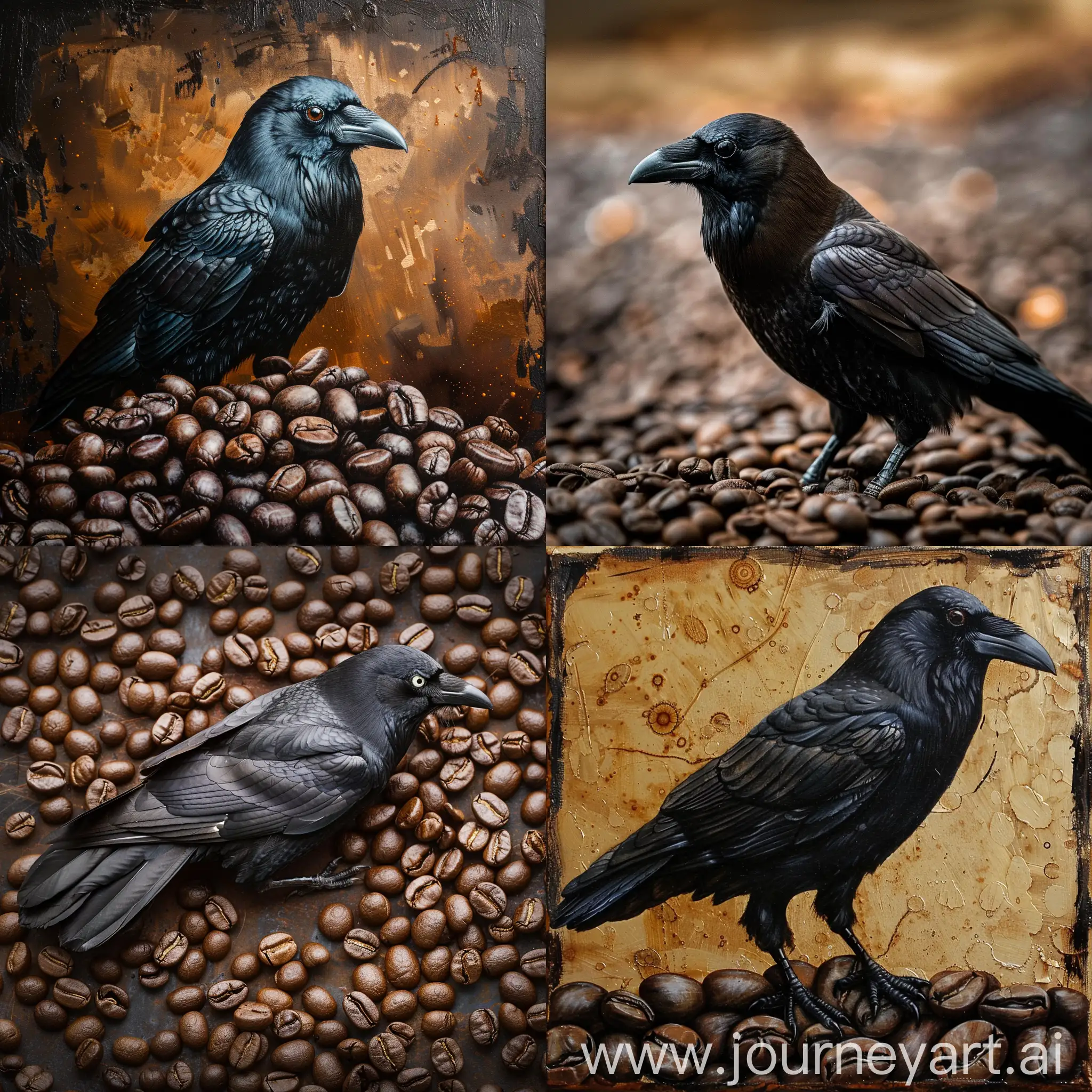 Curious-Crow-Amidst-Coffee-Beans