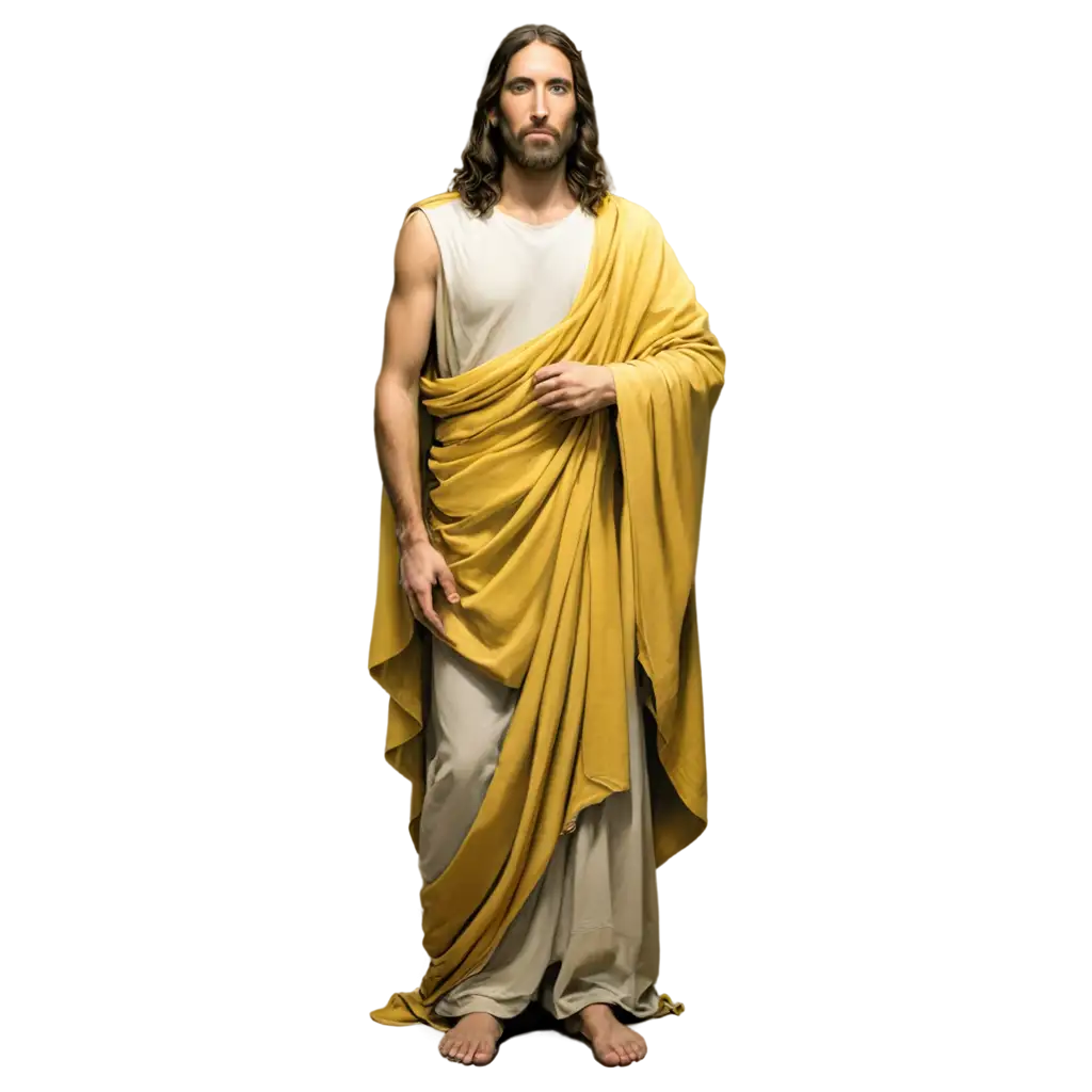 Jesus-Christ-in-Yellow-Cloth-Vibrant-PNG-Image-for-Spiritual-Reflection